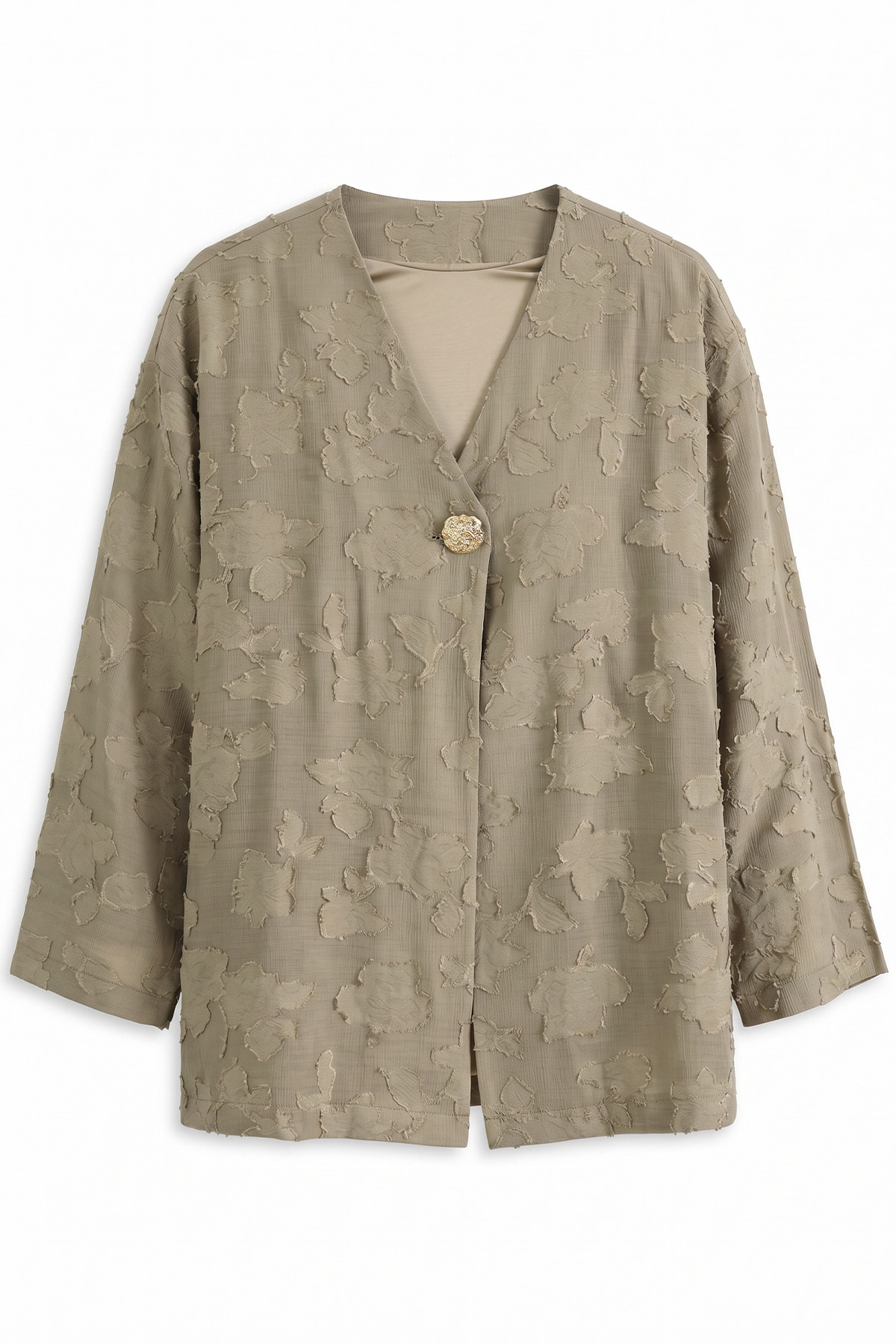 Jakar Detaylı Kimono Y0111 - AÇIK HAKİ |  