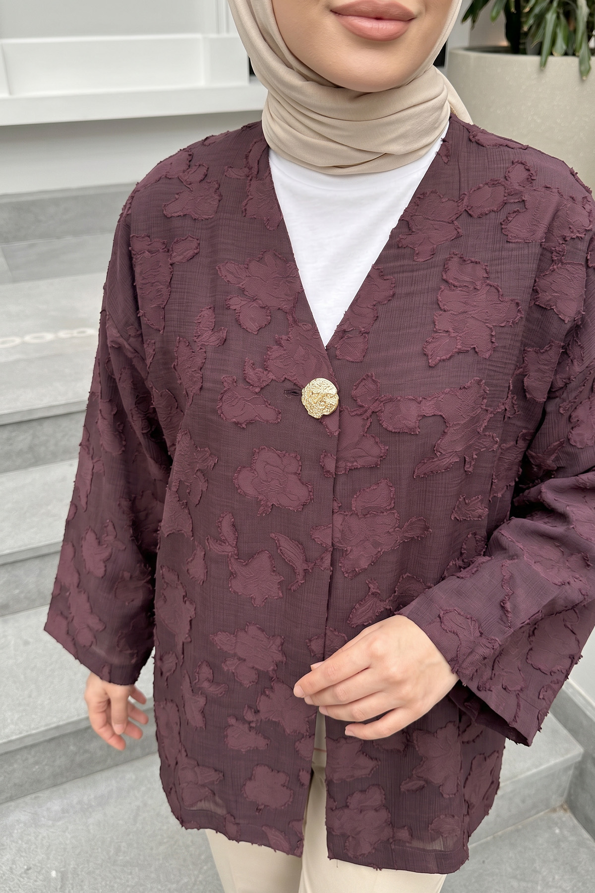 Jakar Detaylı Kimono Y0111 - MÜRDÜM |  