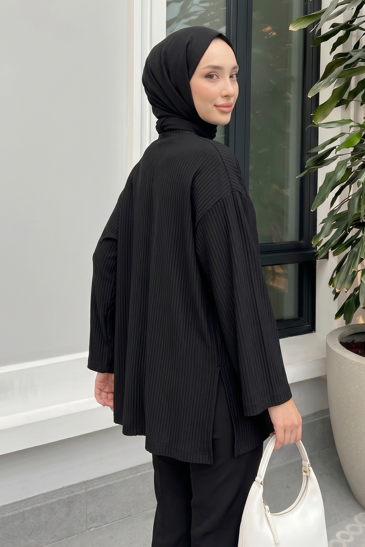 Tek Düğmeli Kimono Y0130 - SİYAH |  