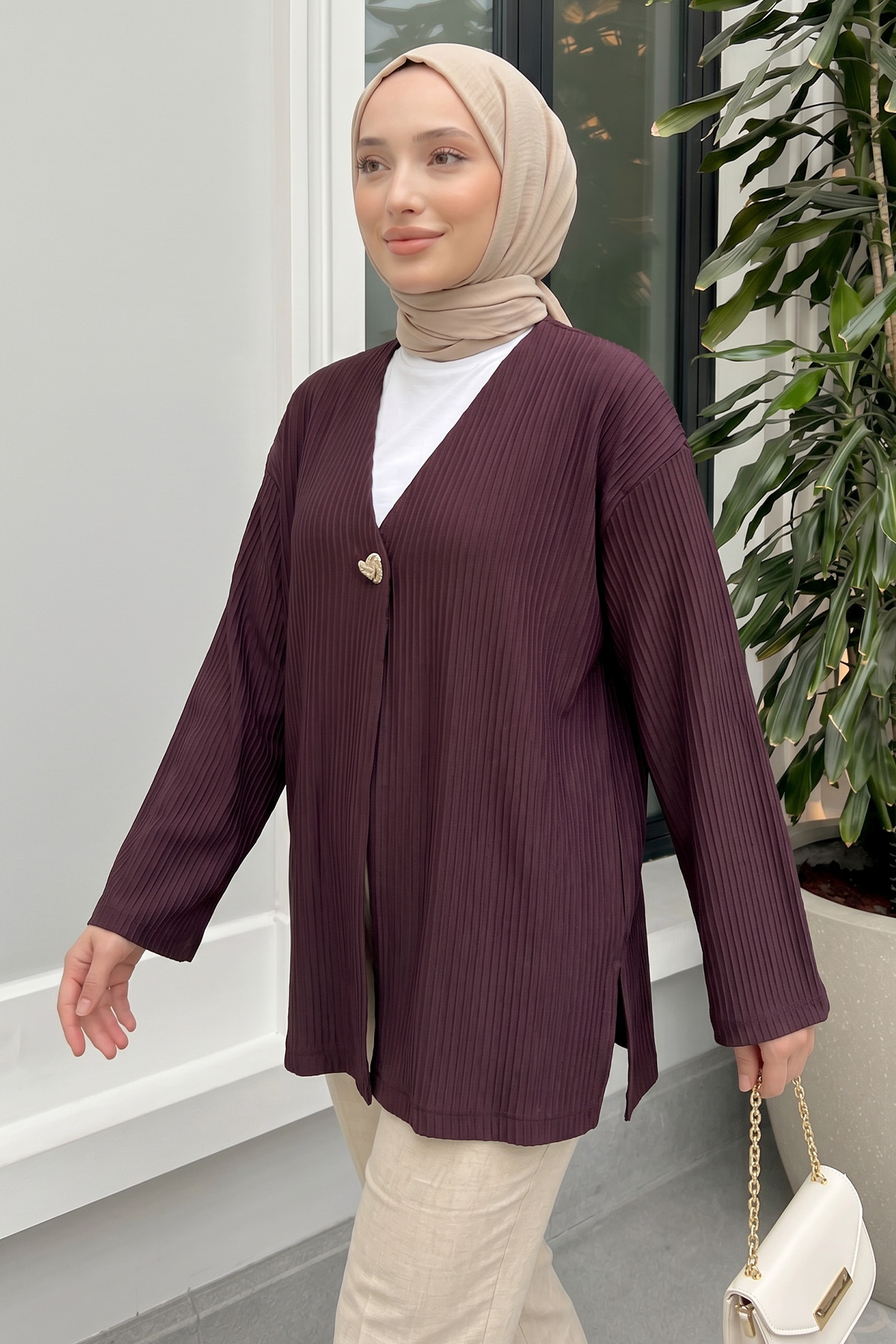 Tek Düğmeli Kimono Y0130 - MÜRDÜM |  
