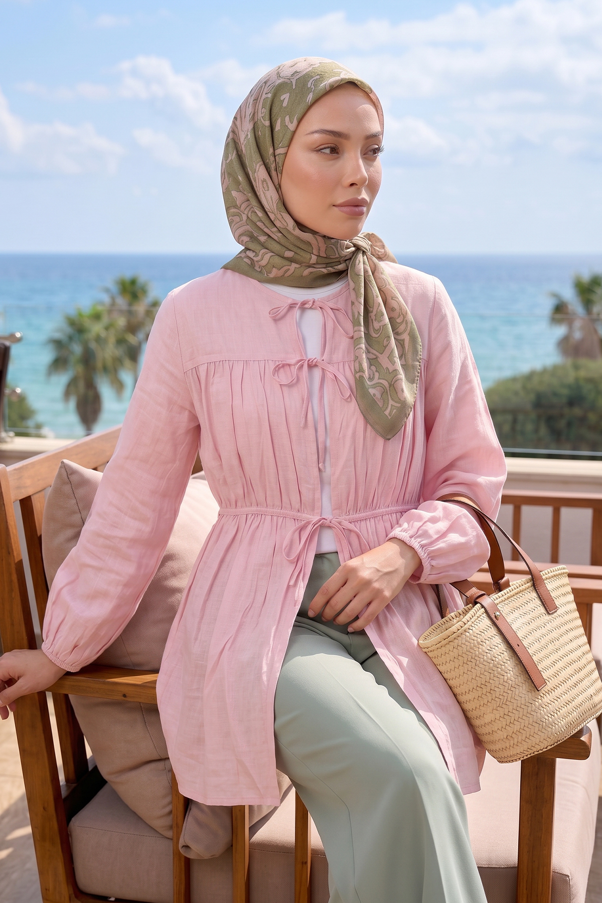 Ön Büzgülü Uzun Tunik 262338 - AÇIK PEMBE |  