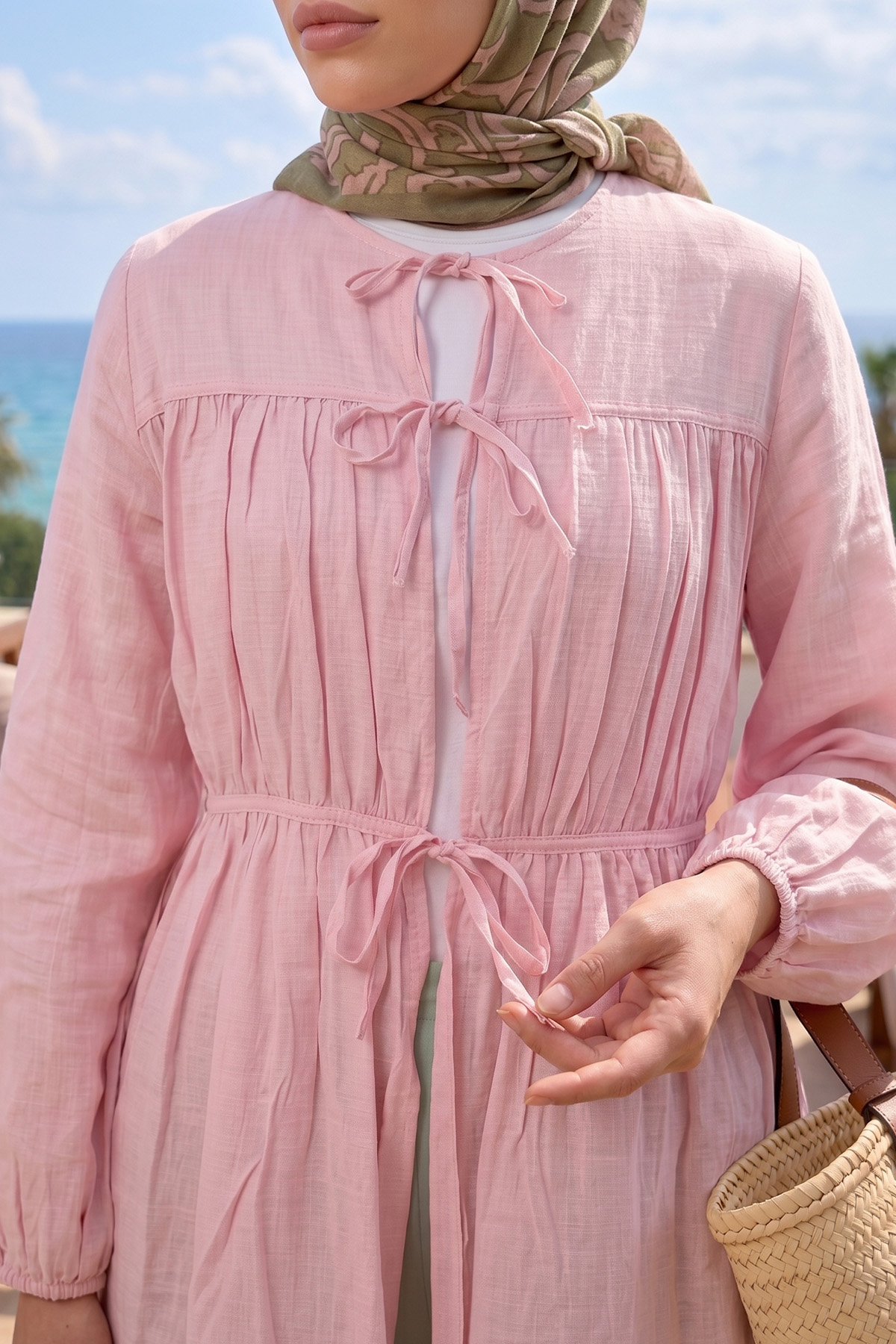 Ön Büzgülü Uzun Tunik 262338 - AÇIK PEMBE |  