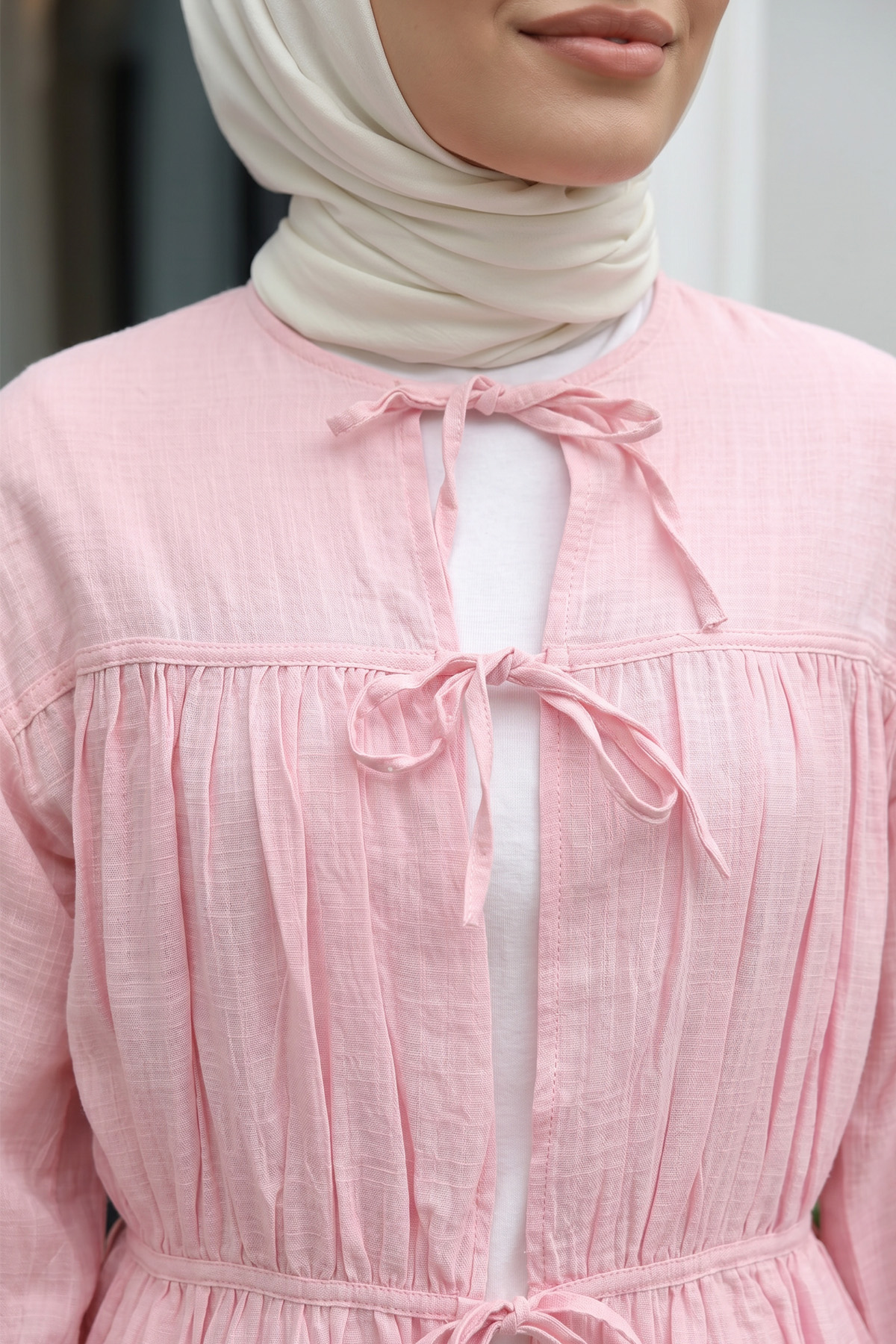 Ön Büzgülü Uzun Tunik 262338 - AÇIK PEMBE |  