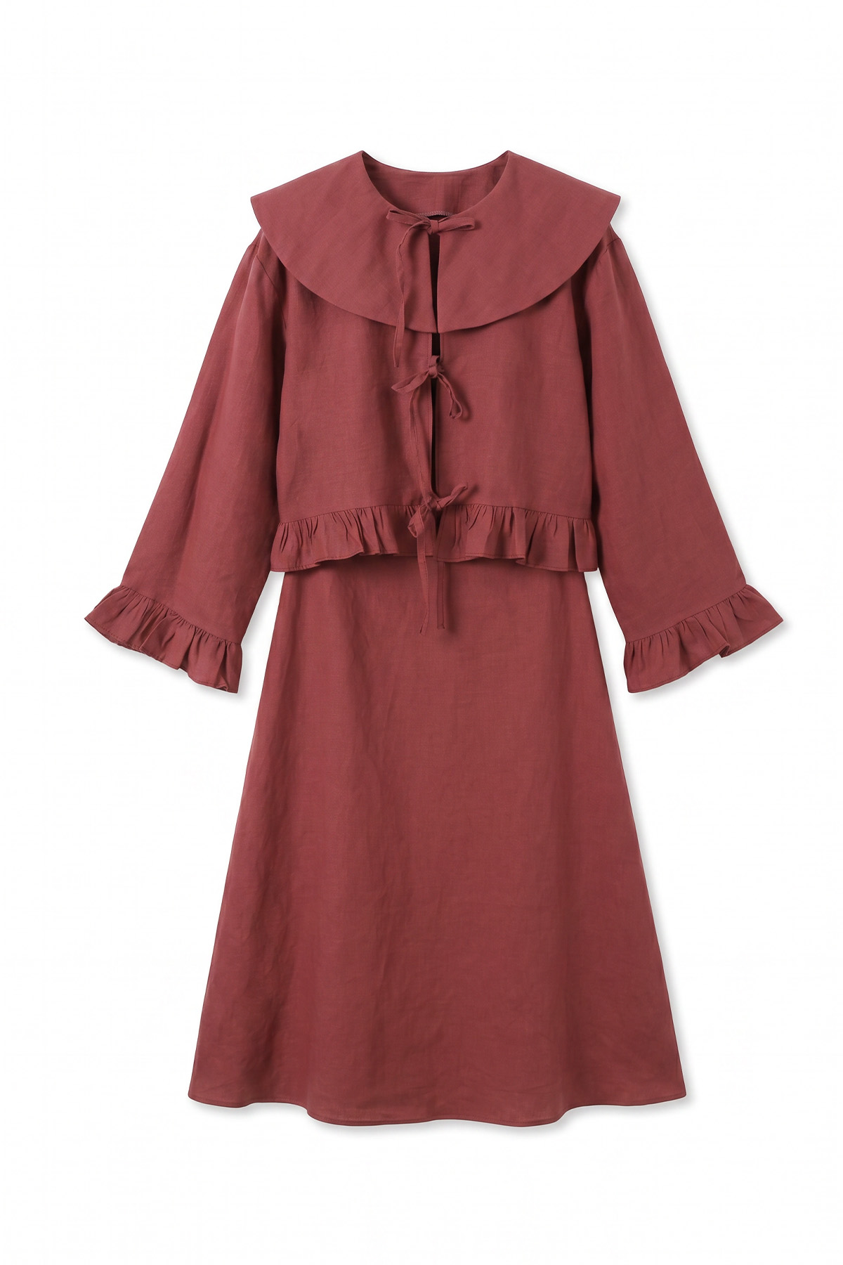 Bebe Yaka Detaylı İkili Takım Y0141 - BORDO |  