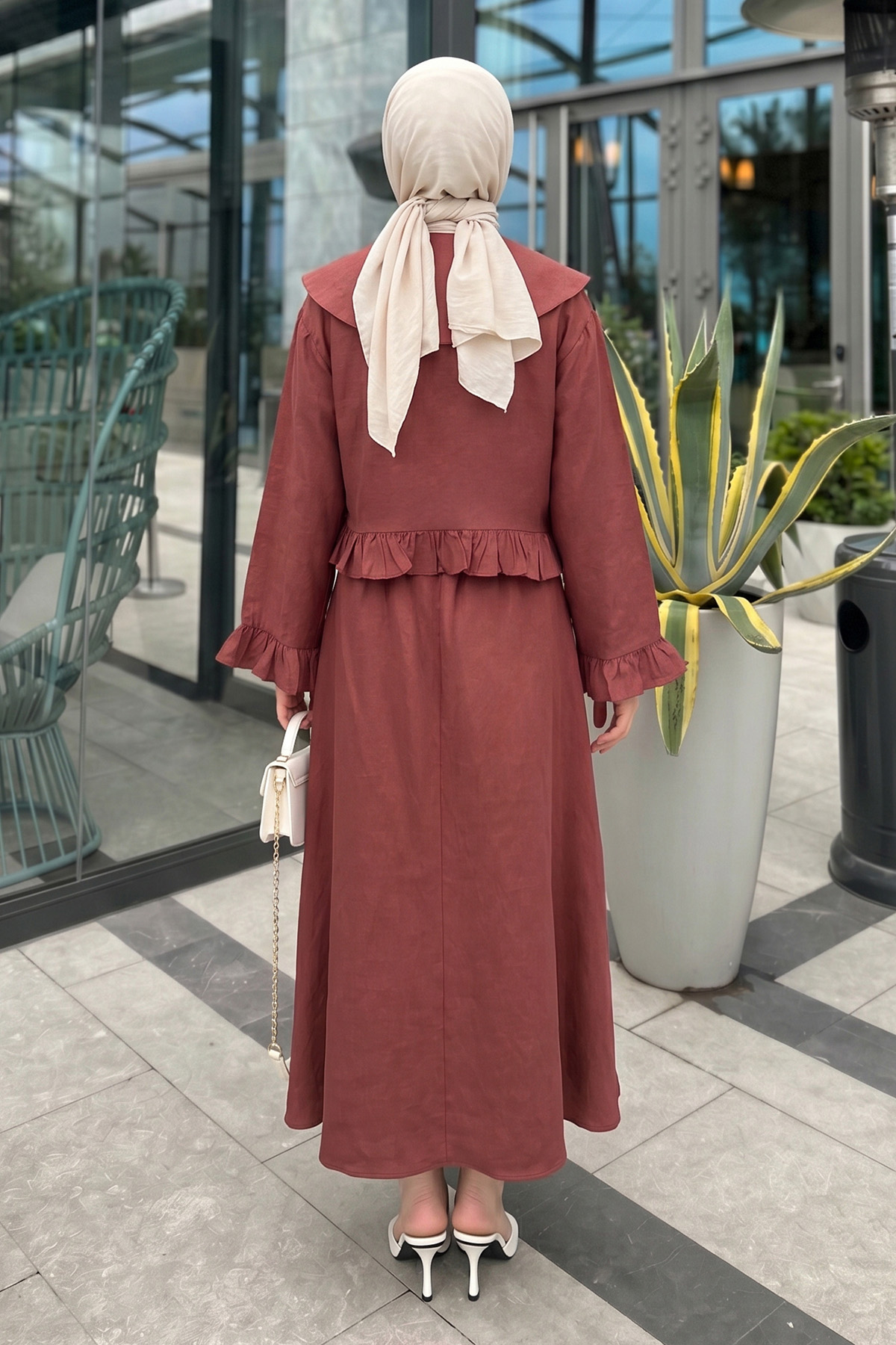 Bebe Yaka Detaylı İkili Takım Y0141 - BORDO |  