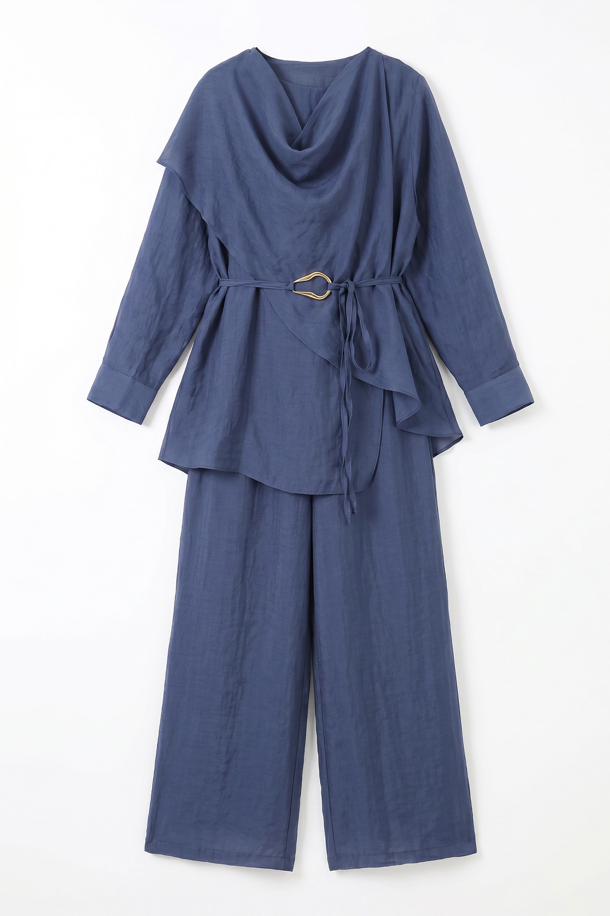Asimetrik Kesim Pantolonlu Takım 40735 - İNDİGO |  
