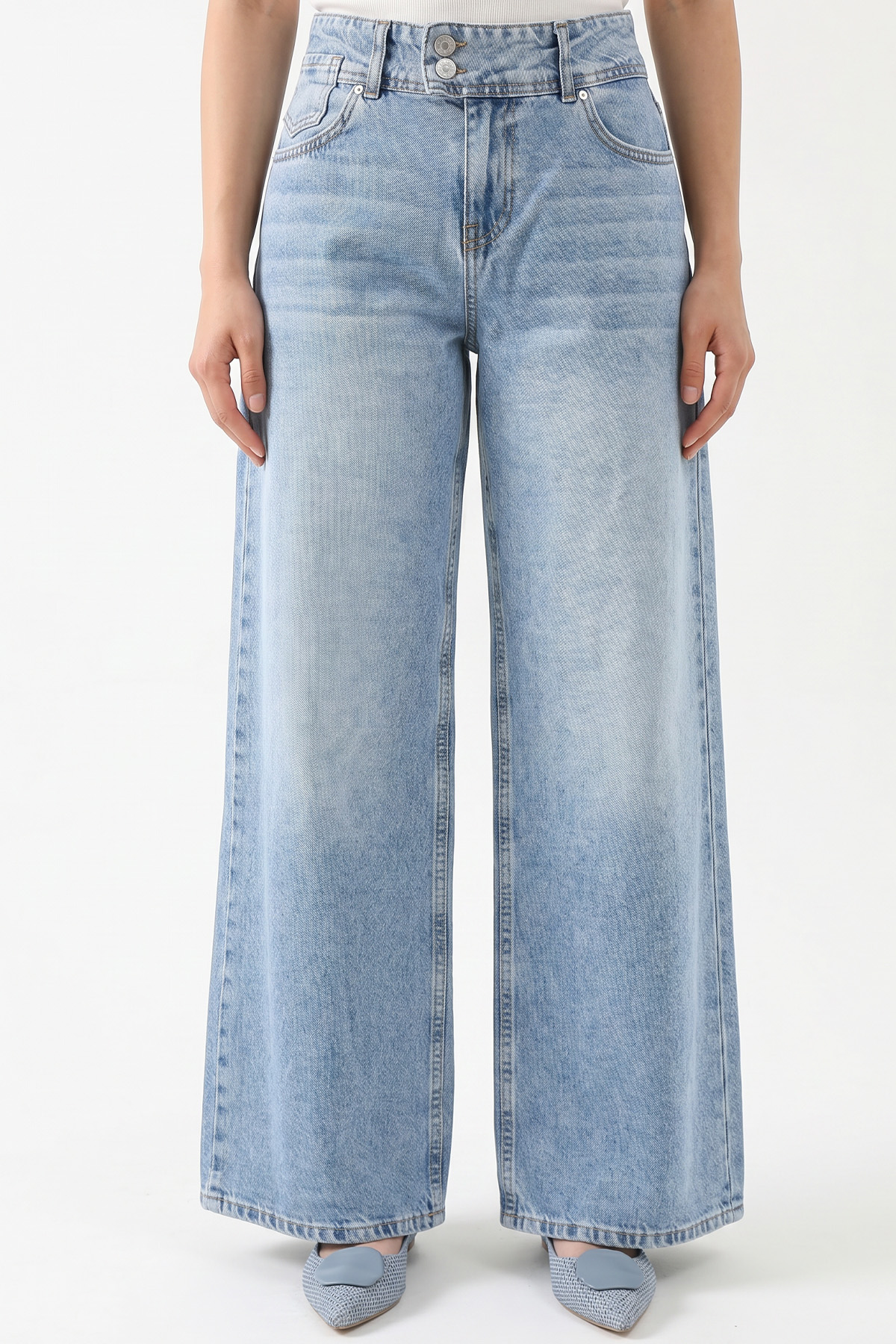 Geniş Paça Denim Pantolon 72318 - MAVİ |  