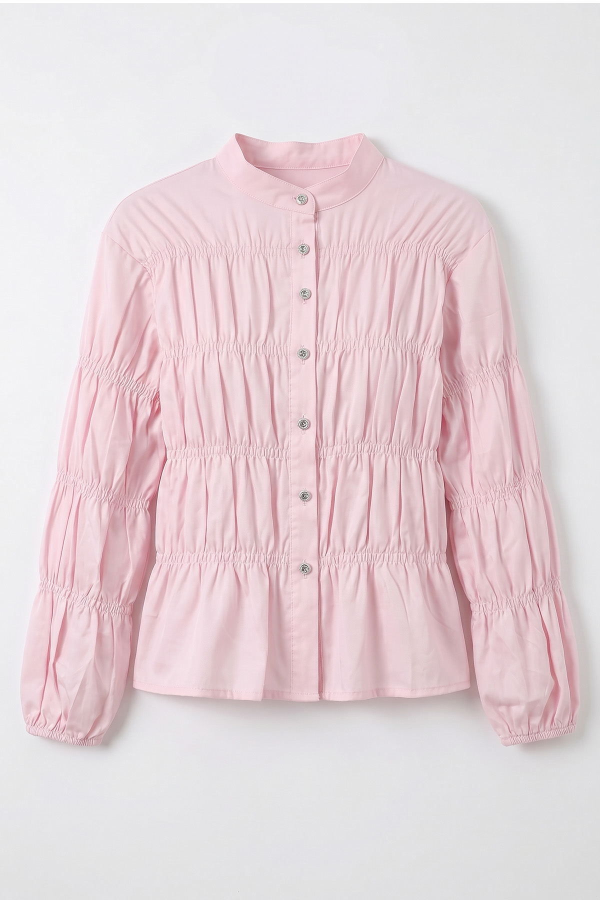 Gipe Detaylı Gömlek Y0146 - AÇIK PEMBE |  
