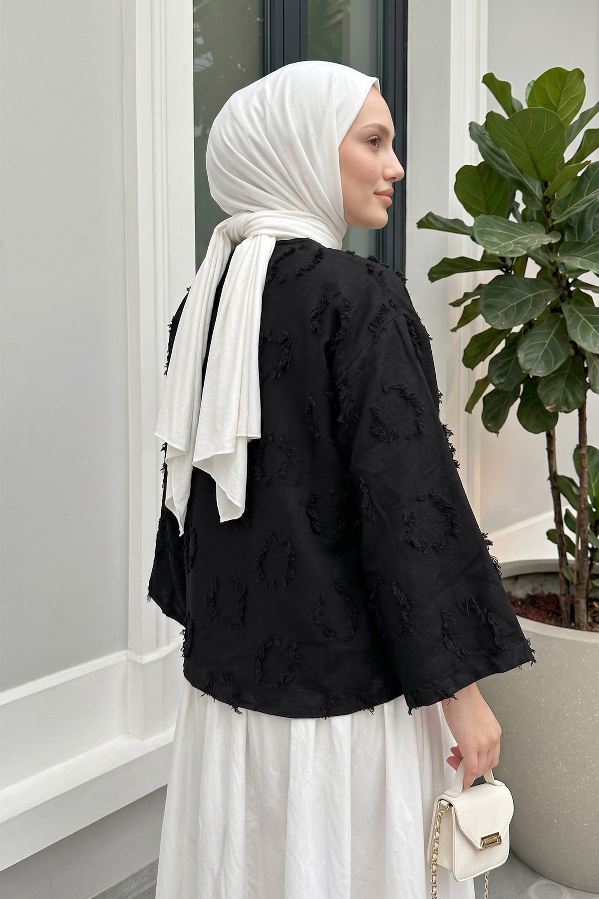 Püskül Detaylı Kimono 2352 - SİYAH |  