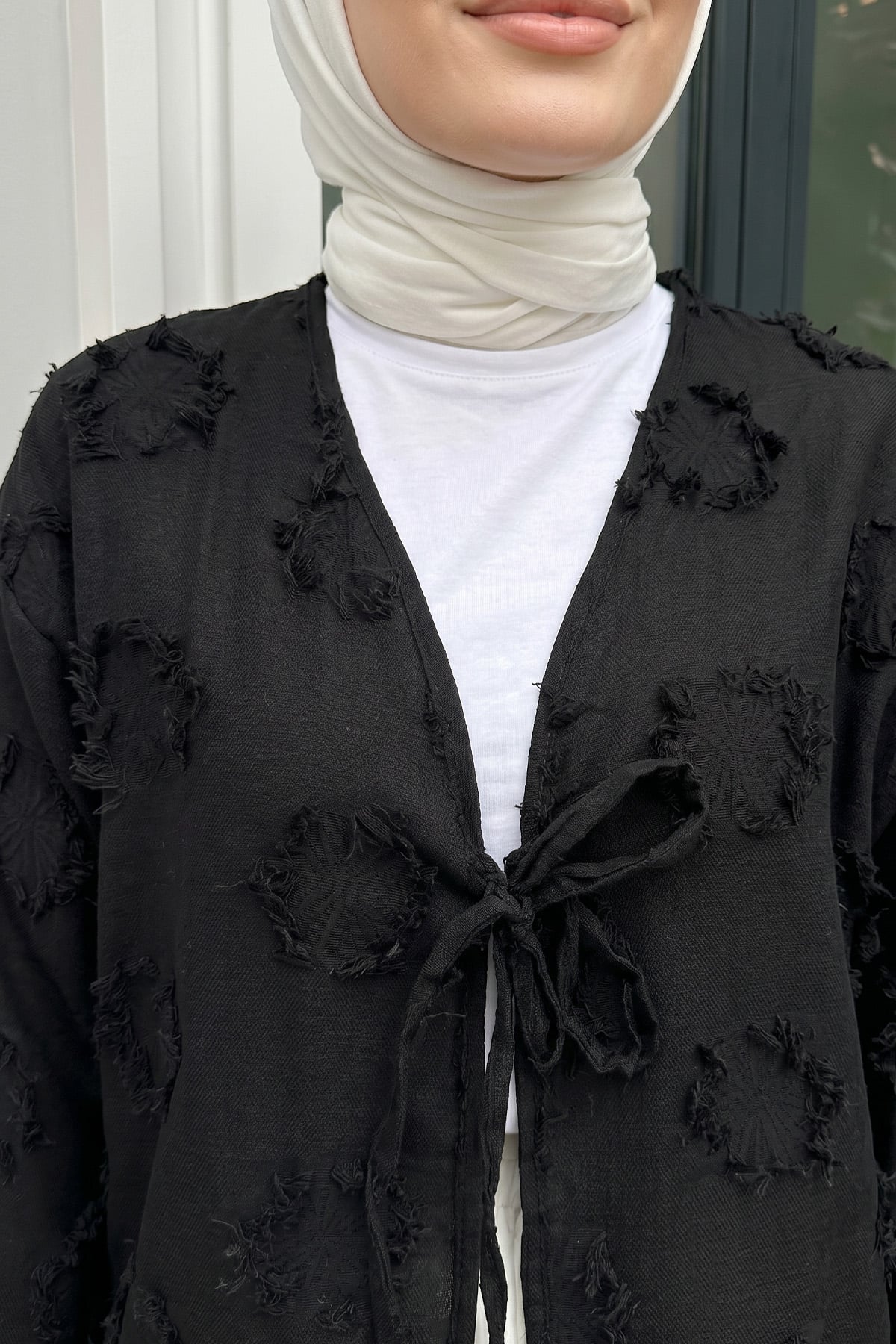 Püskül Detaylı Kimono 2352 - SİYAH |  