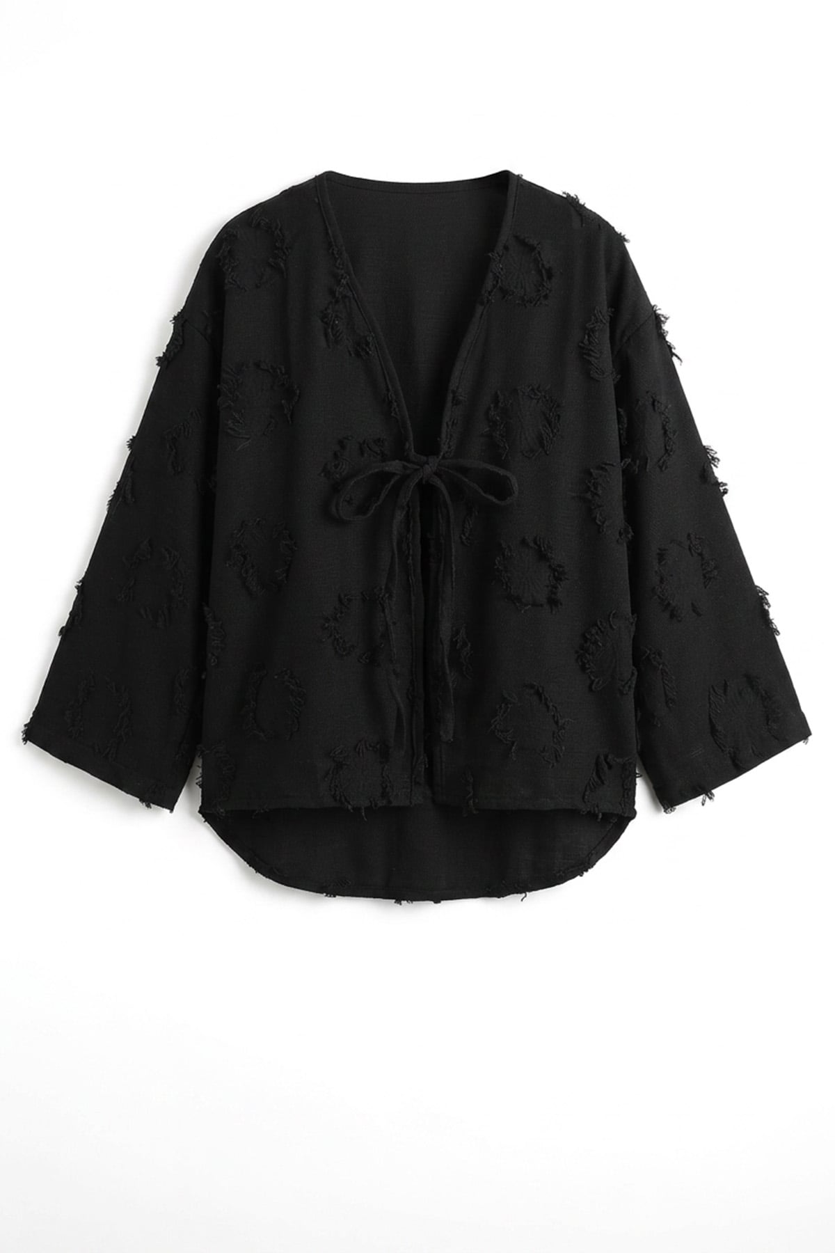 Püskül Detaylı Kimono 2352 - SİYAH |  