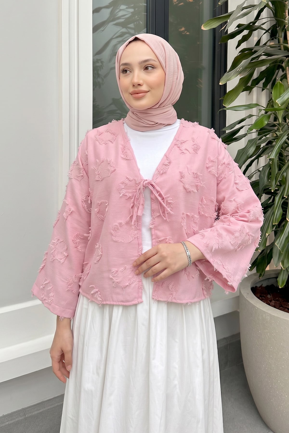 Püskül Detaylı Kimono 2352 - PEMBE |  
