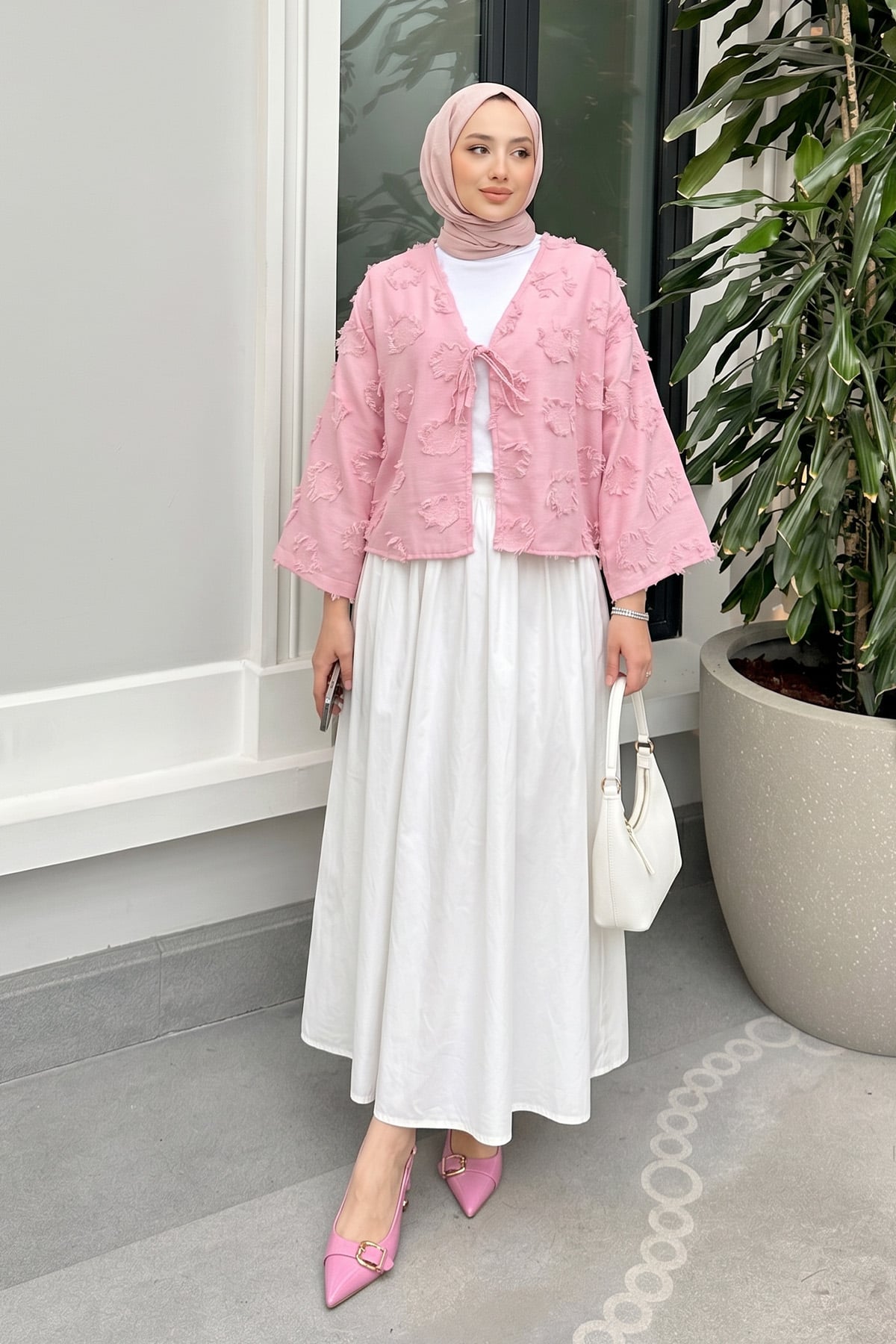 Püskül Detaylı Kimono 2352 - PEMBE |  