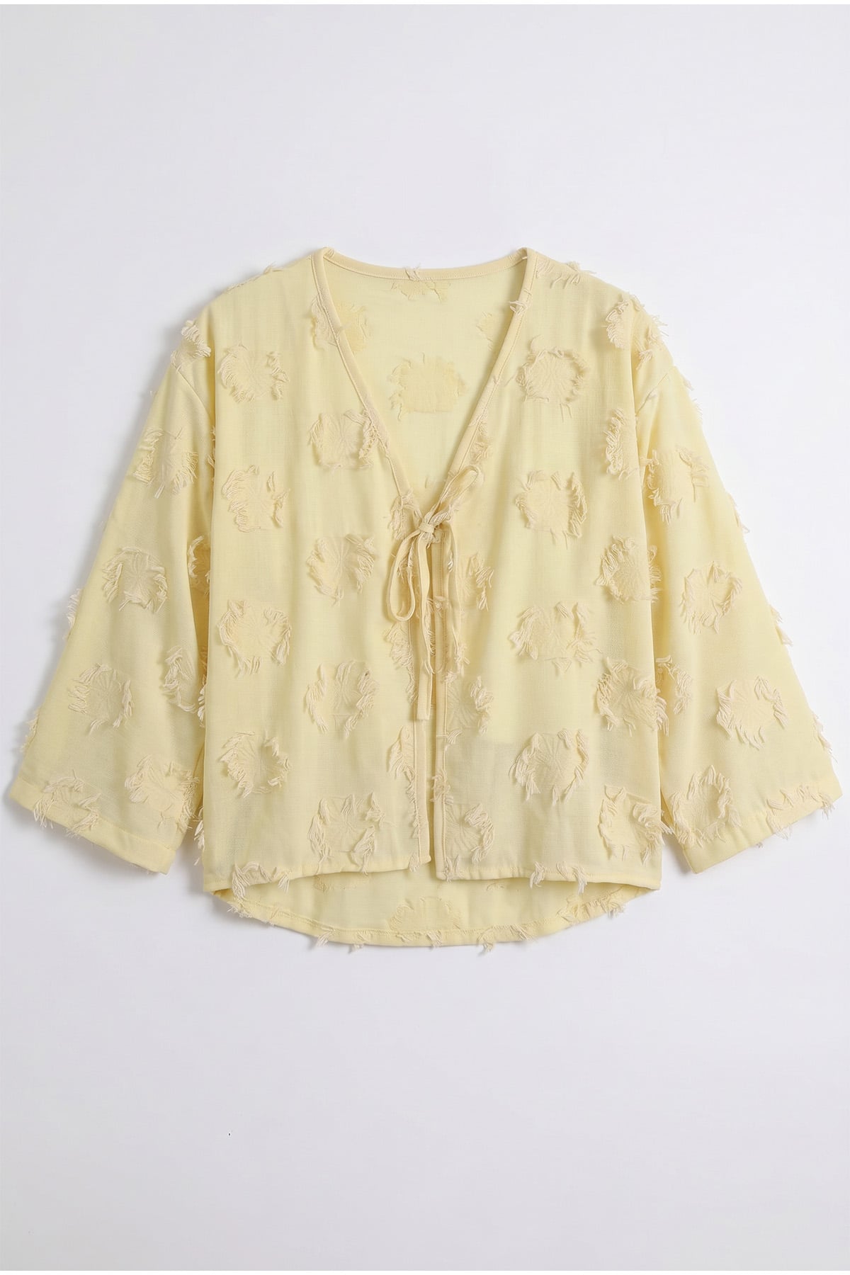 Püskül Detaylı Kimono 2352 - SARI |  