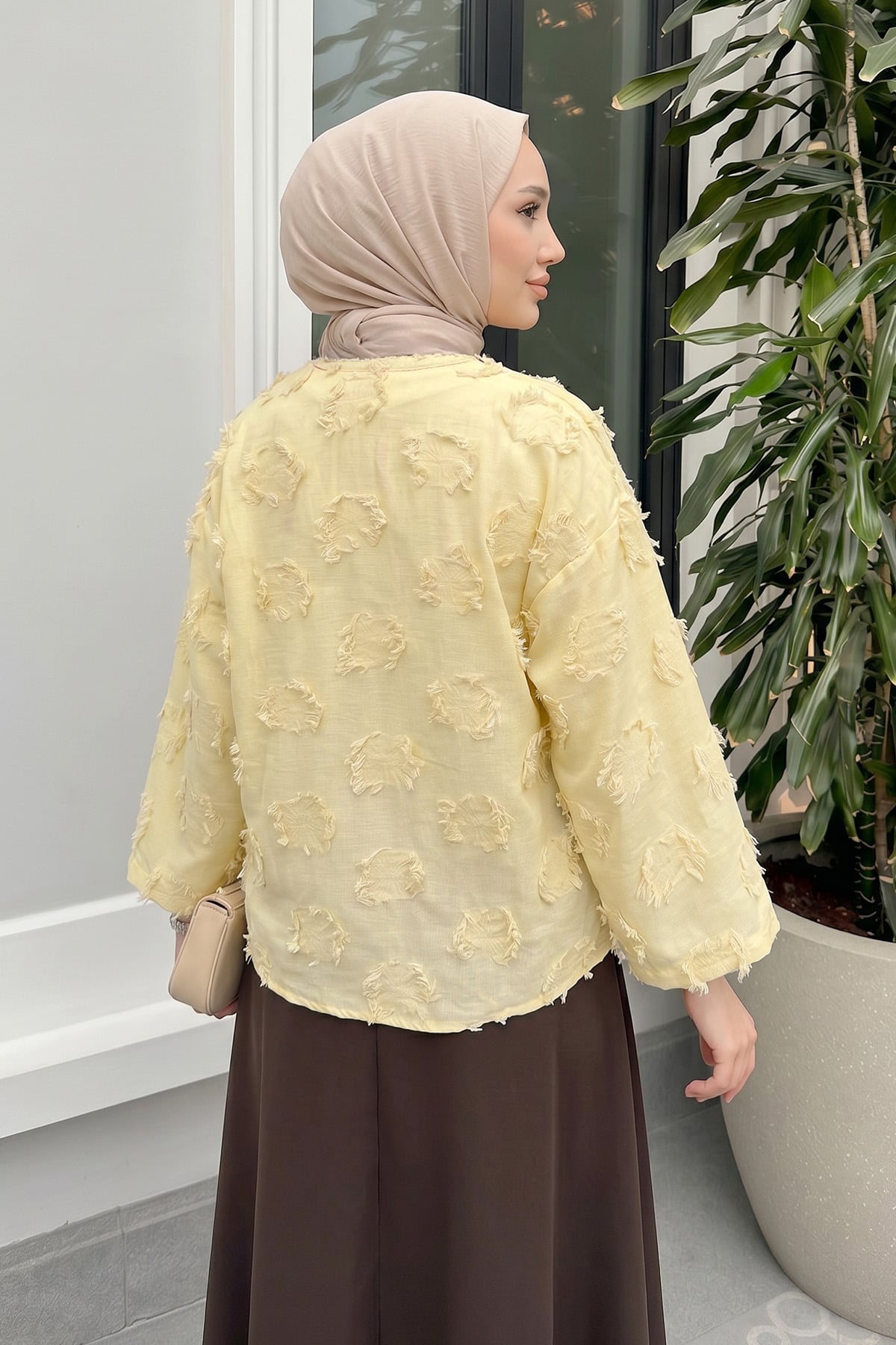 Püskül Detaylı Kimono 2352 - SARI |  