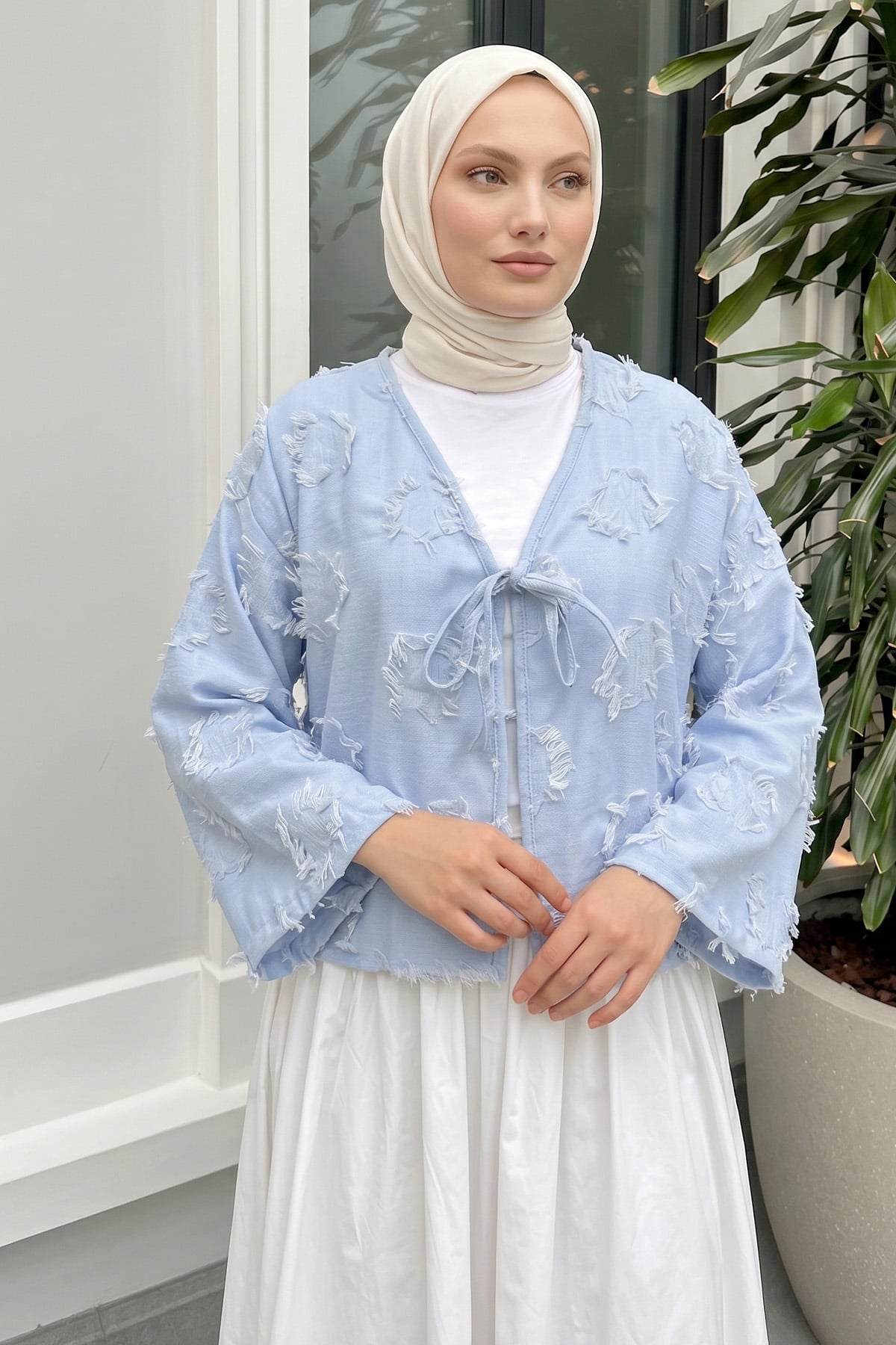 Püskül Detaylı Kimono 2352 - BEBE MAVİSİ |  