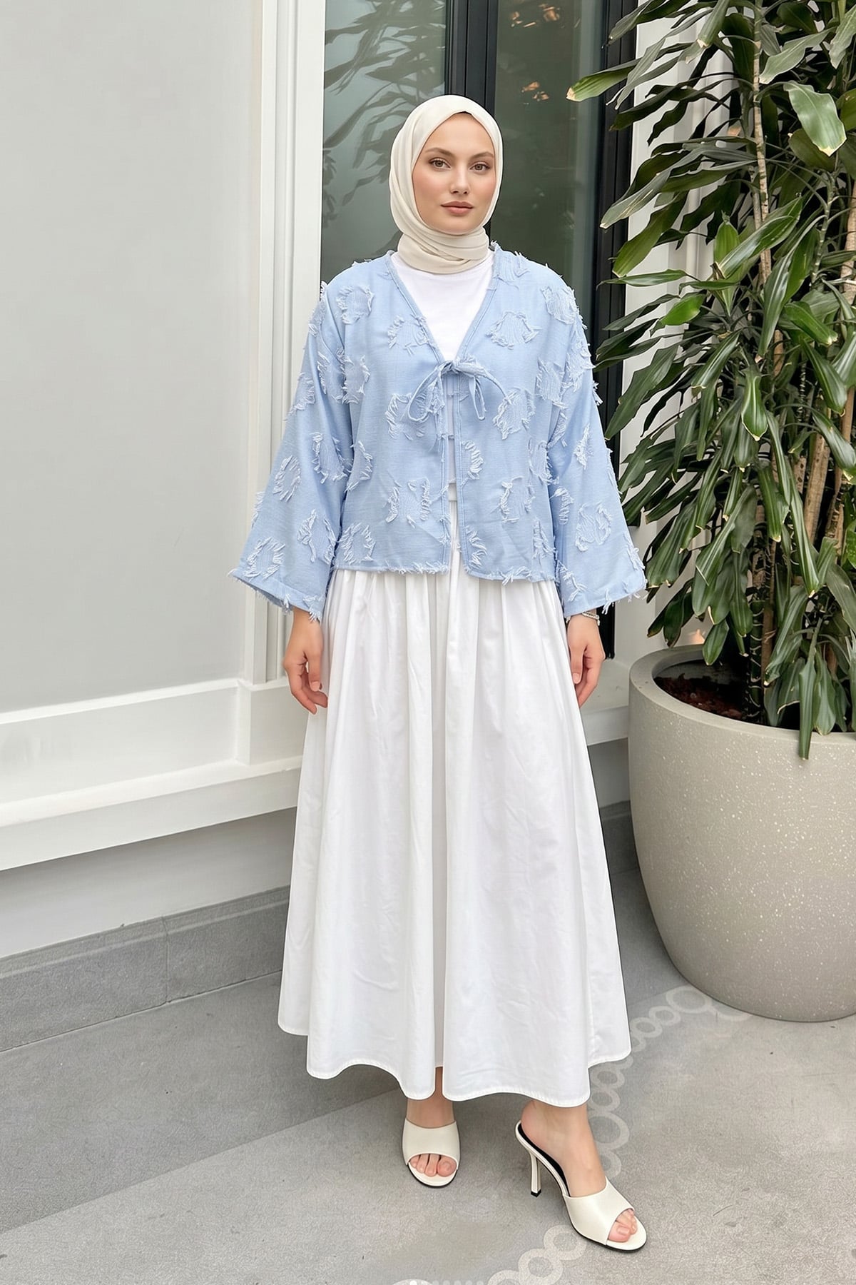 Püskül Detaylı Kimono 2352 - BEBE MAVİSİ |  