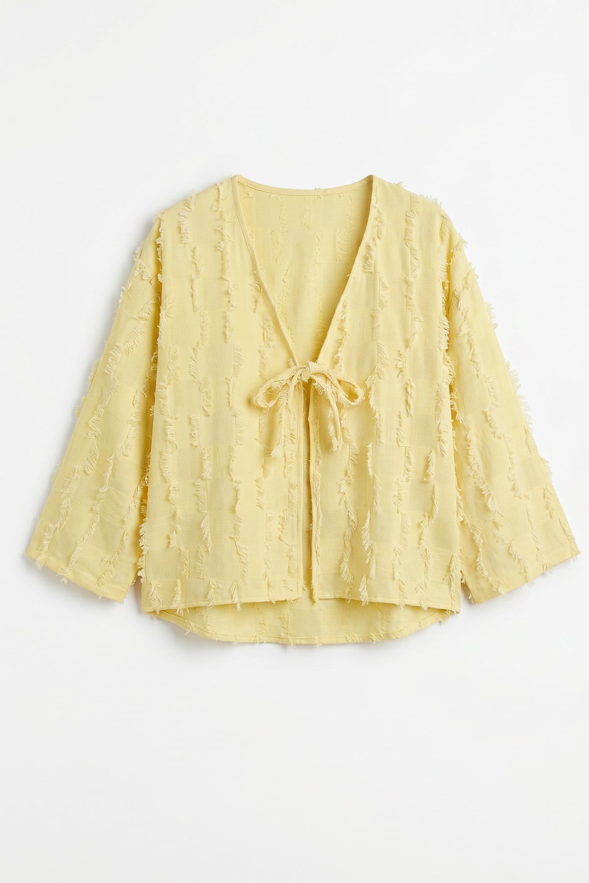 Çizgi Püsküllü Kimono 2353 - SARI |  
