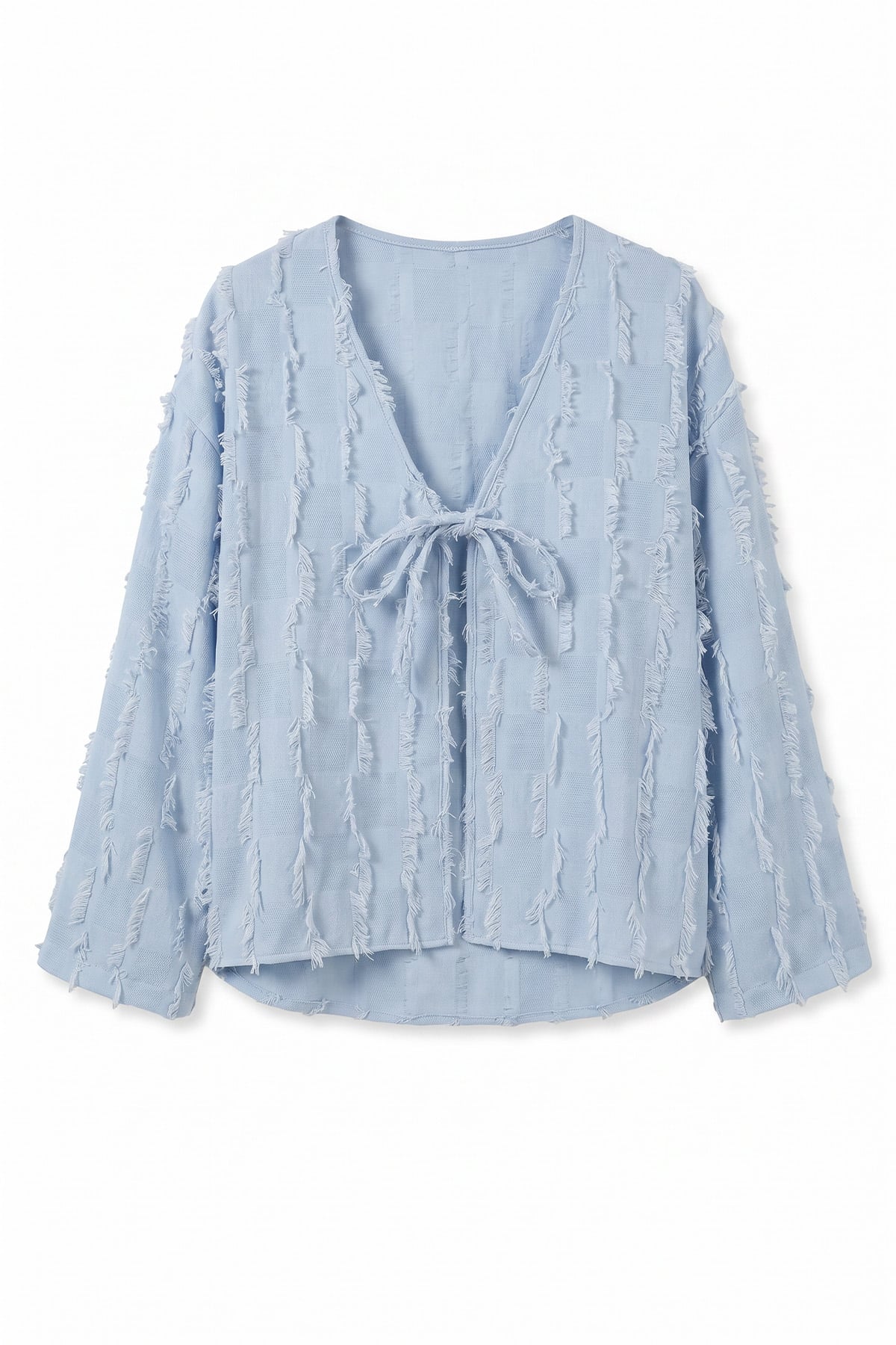 Çizgi Püsküllü Kimono 2353 - BEBE MAVİSİ |  