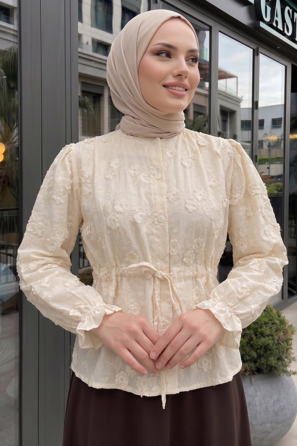 Brode Detaylı Gömlek 2685 - BEJ |  