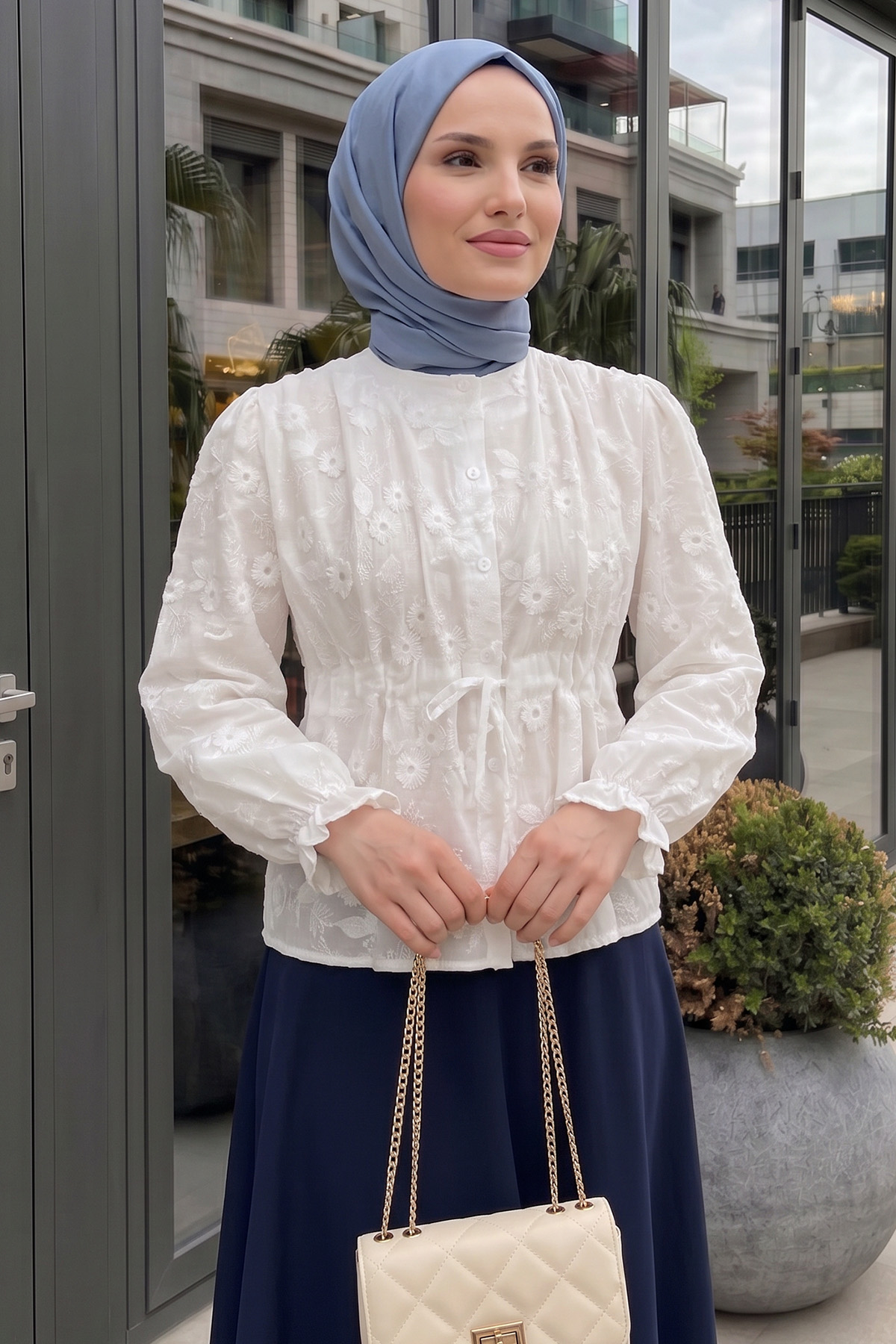 Brode Detaylı Gömlek 2685 - BEYAZ |  