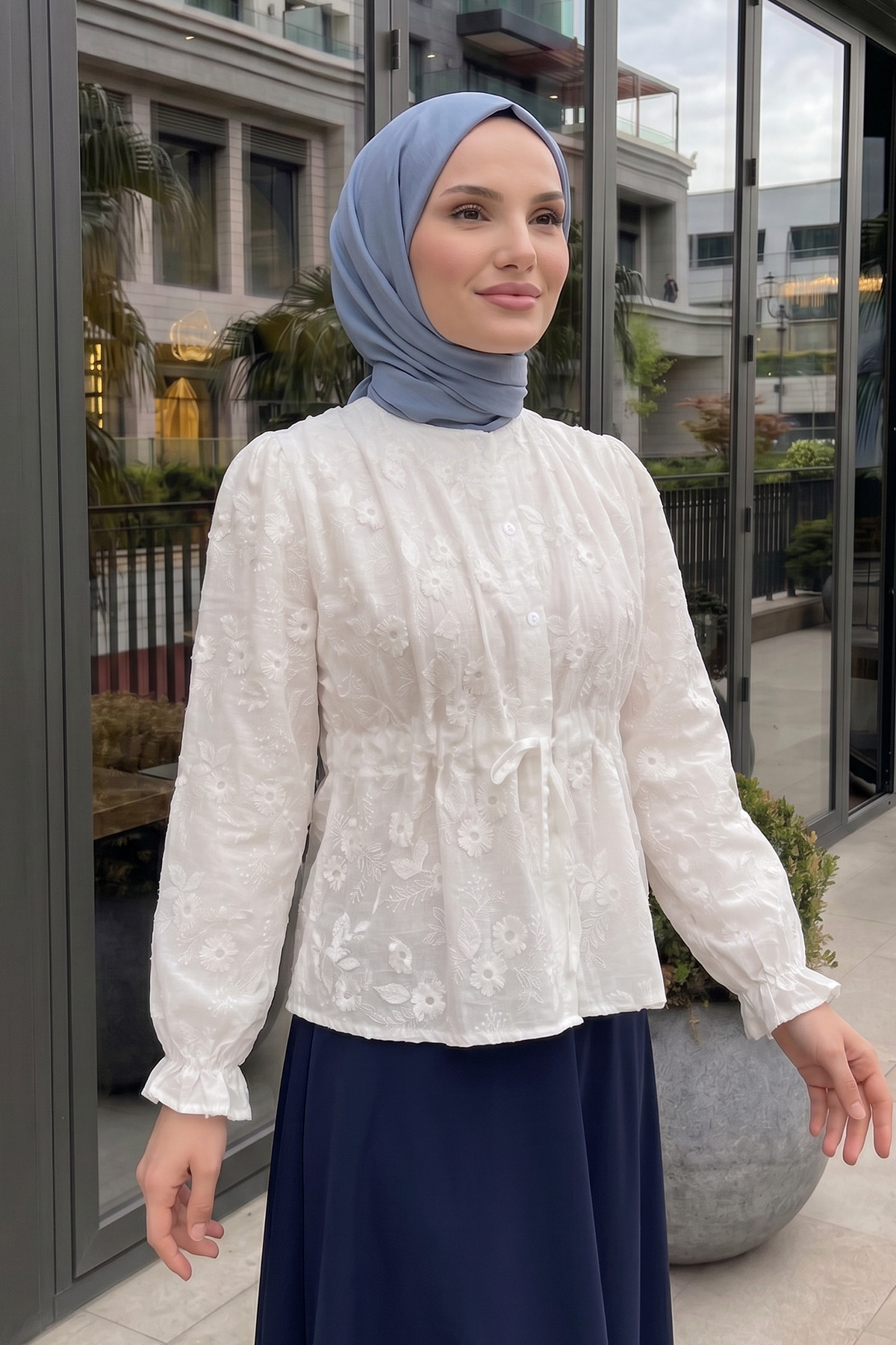 Brode Detaylı Gömlek 2685 - BEYAZ |  