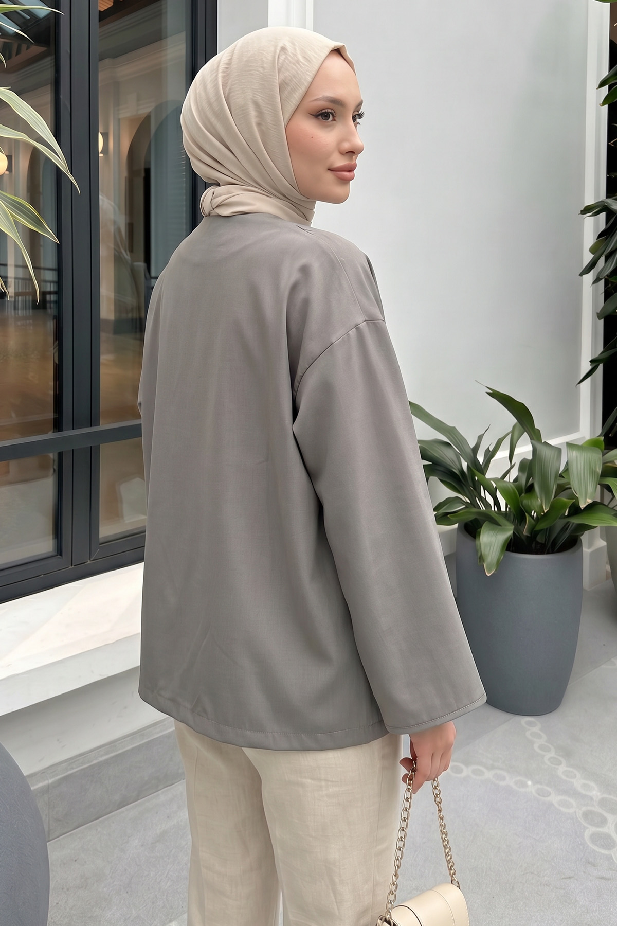 İp Bağcıklı Kimono 40046 - KOYU GRİ |  