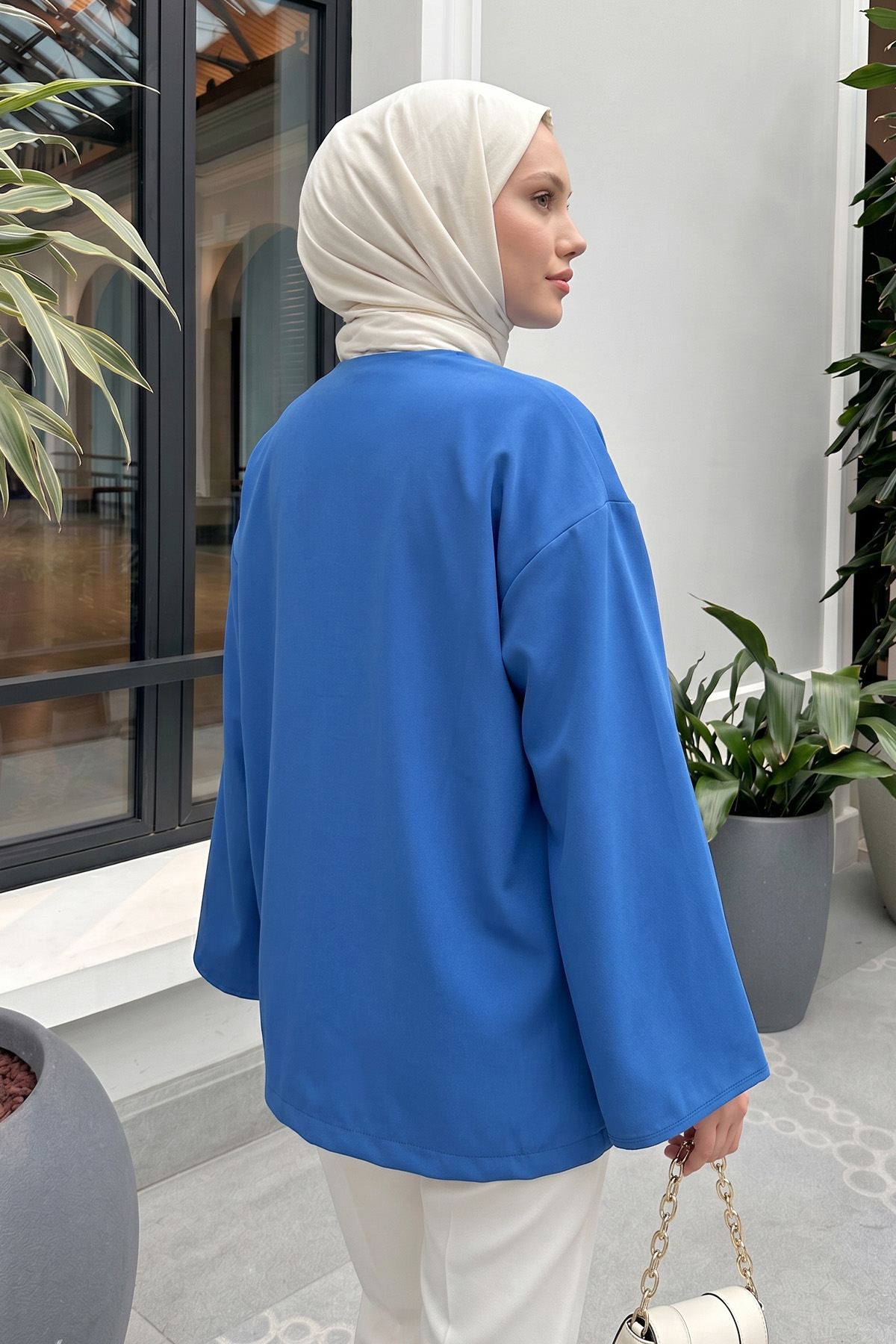 İp Bağcıklı Kimono 40046 - SAKS MAVİSİ |  