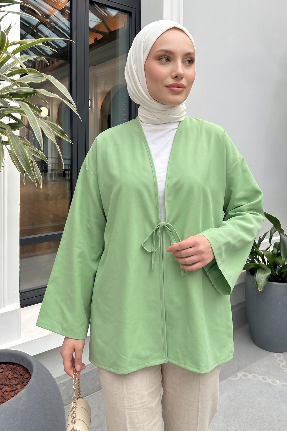 İp Bağcıklı Kimono 40046 - YEŞİL |  