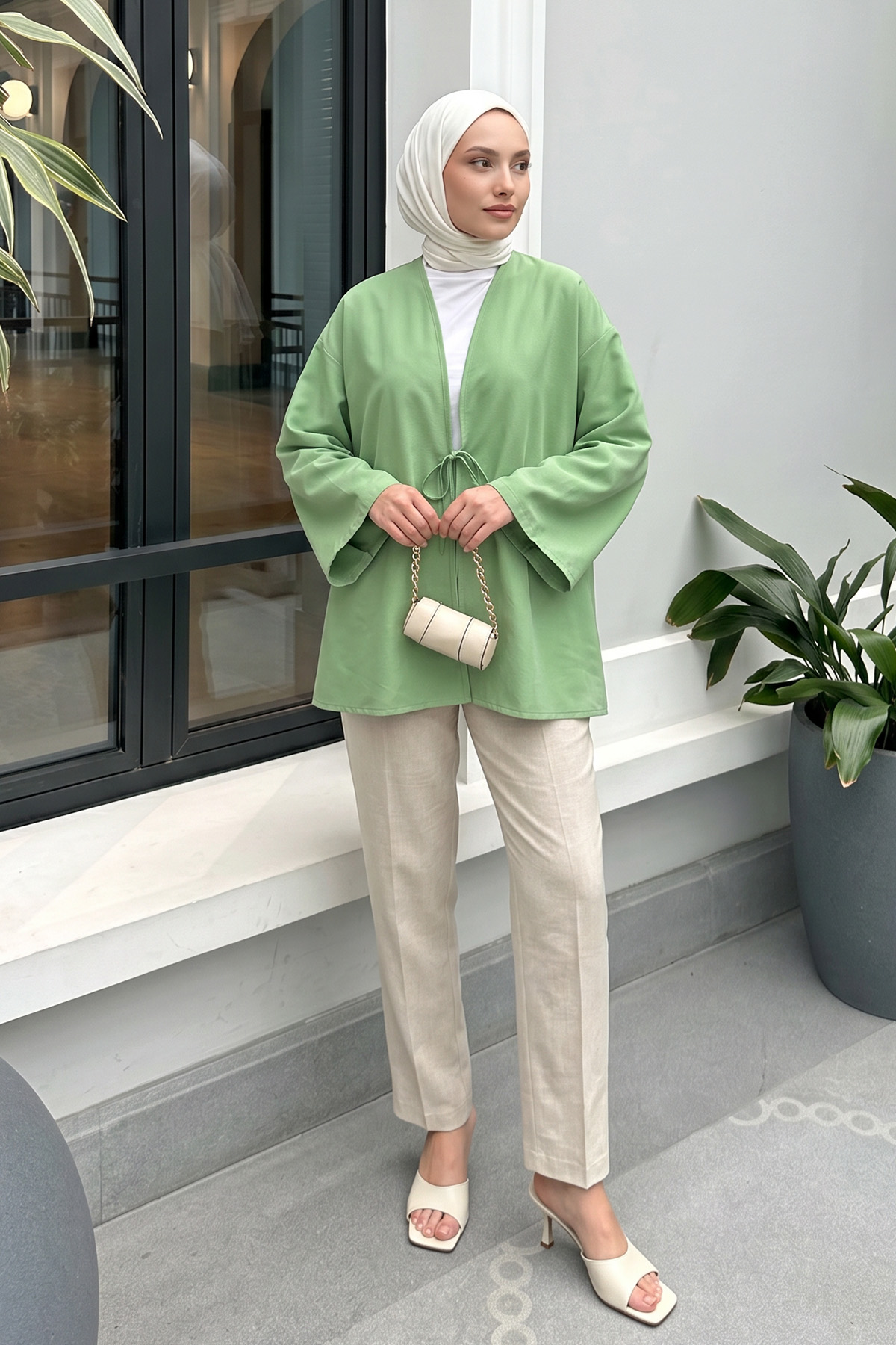 İp Bağcıklı Kimono 40046 - YEŞİL |  