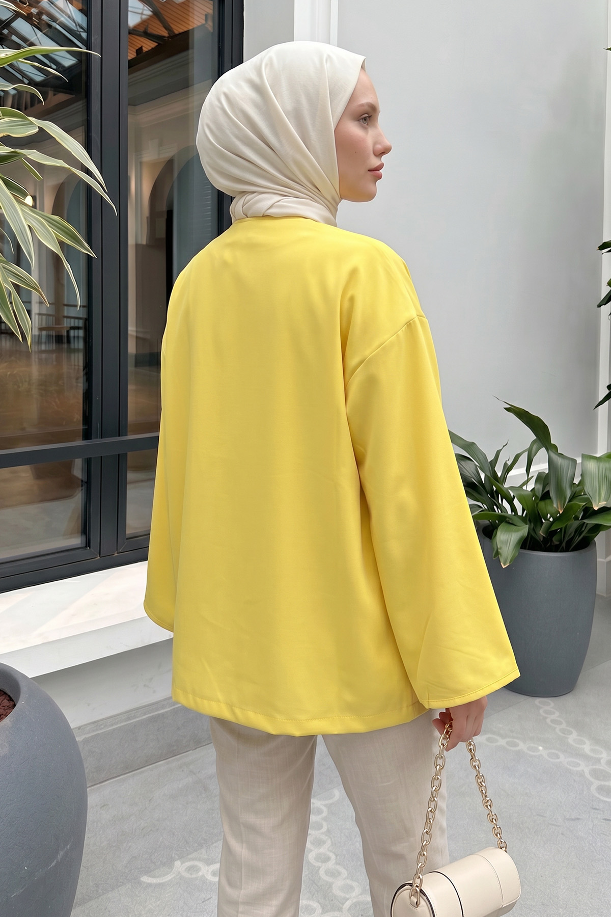 İp Bağcıklı Kimono 40046 - SARI |  