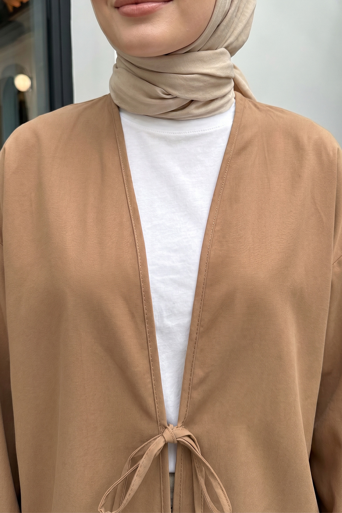İp Bağcıklı Kimono 40046 - VİZON |  