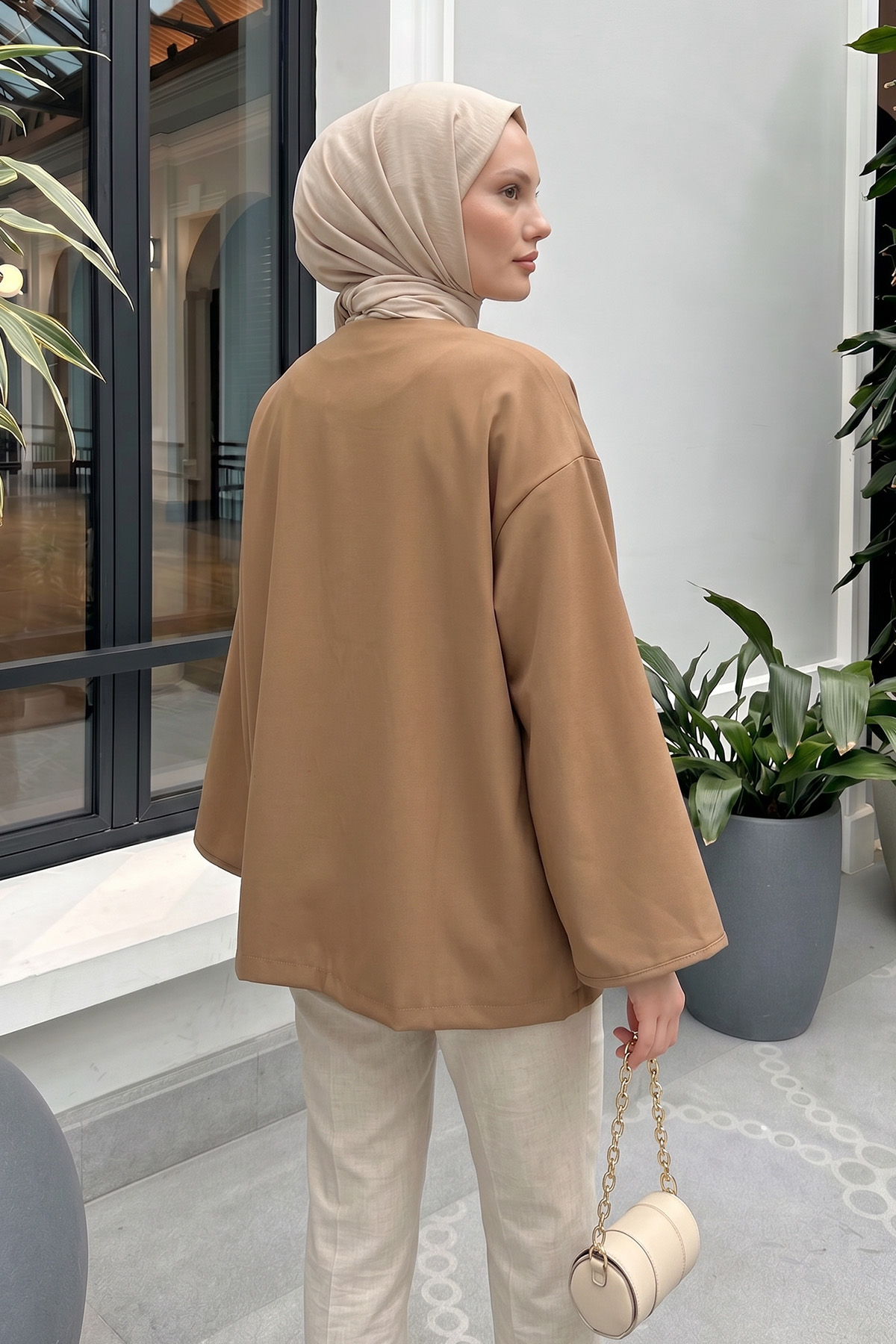 İp Bağcıklı Kimono 40046 - VİZON |  