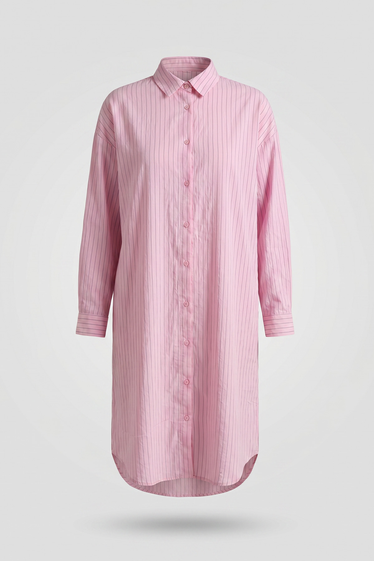 İnce Çizgili Uzun Tunik 3131 - AÇIK PEMBE |  