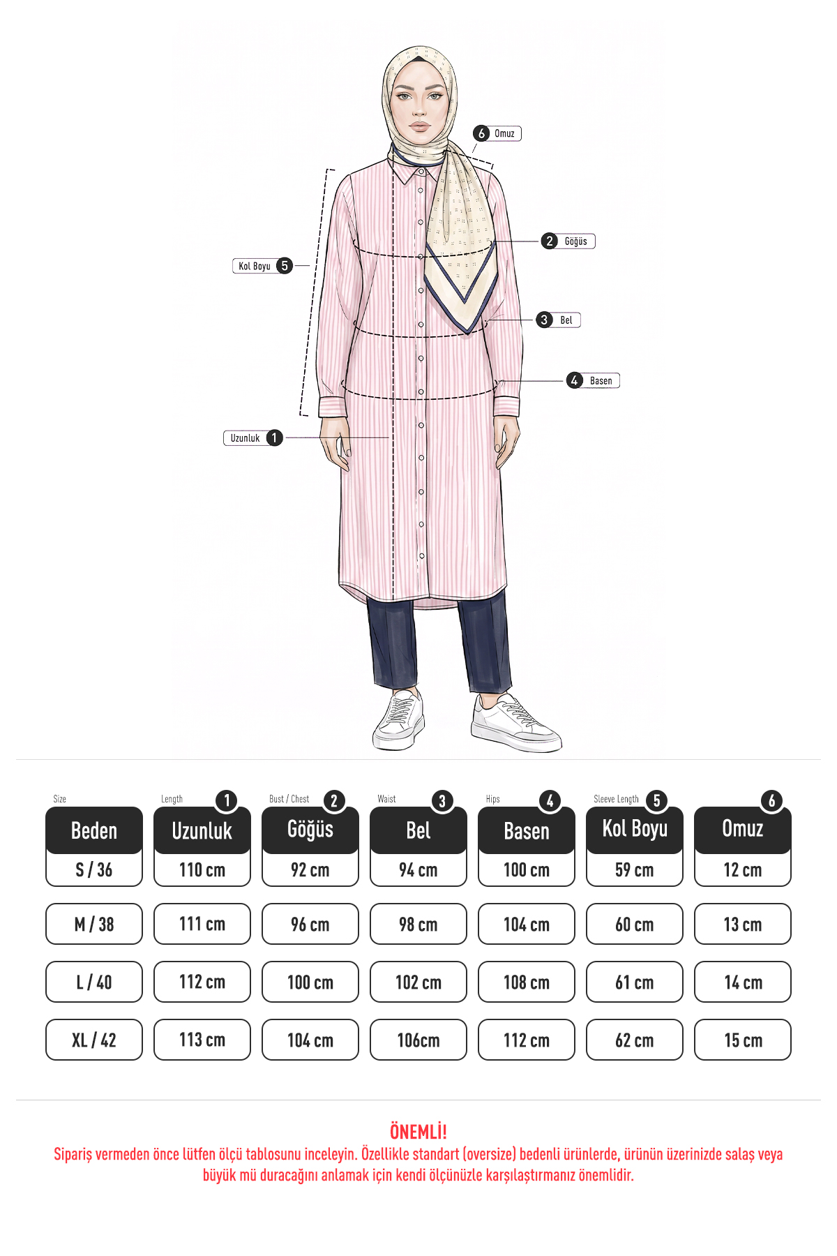 Çizgili Uzun Tunik 3125 - BEBE MAVİSİ |  