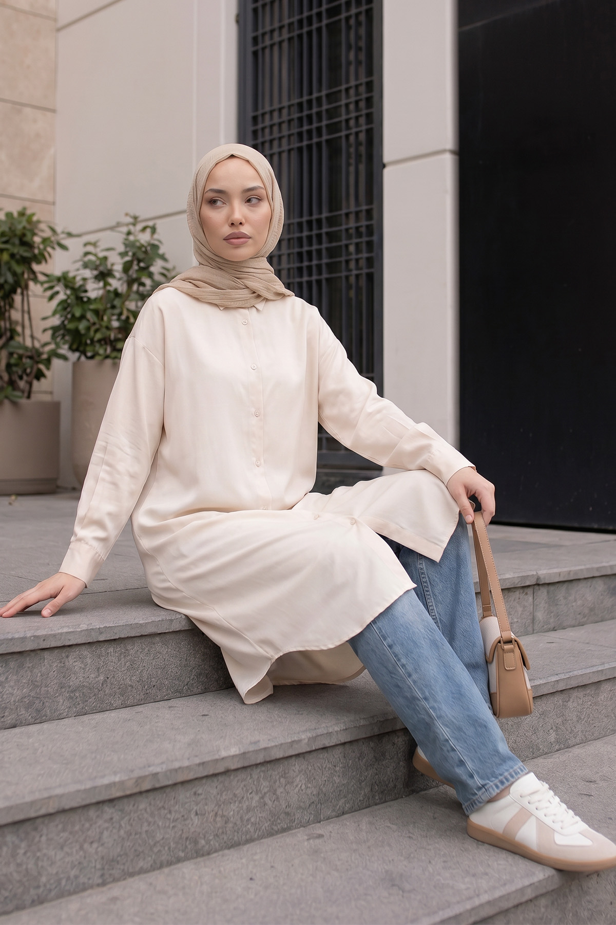 Basic Klasik Uzun Tunik 4061 - BEJ |  