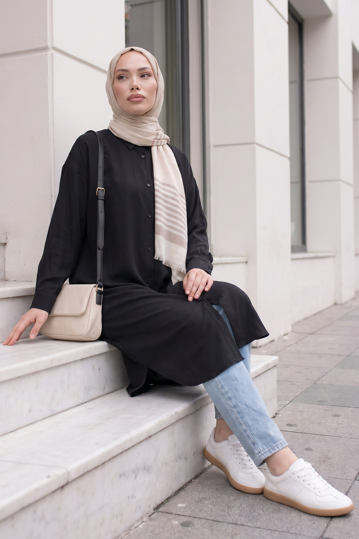 Basic Klasik Uzun Tunik 4061 - SİYAH |  