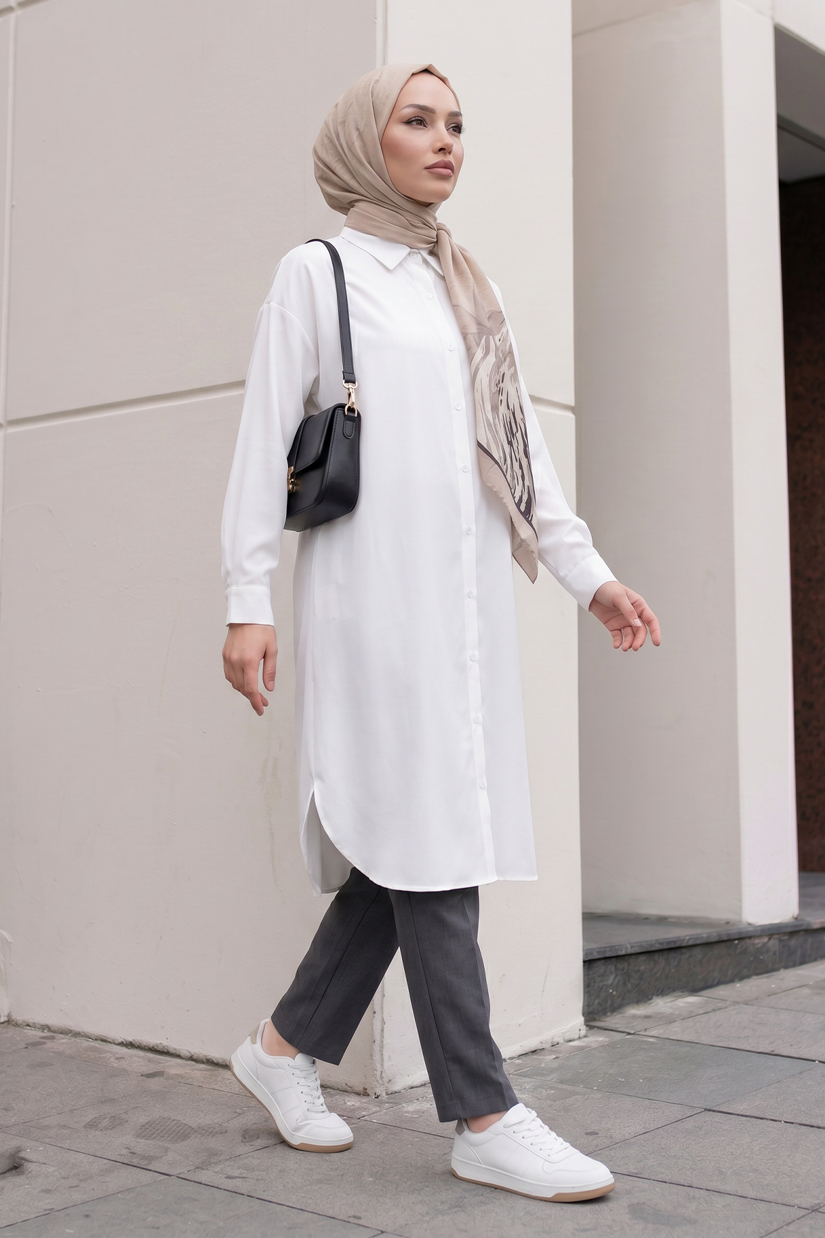 Basic Klasik Uzun Tunik 4061 - BEYAZ |  