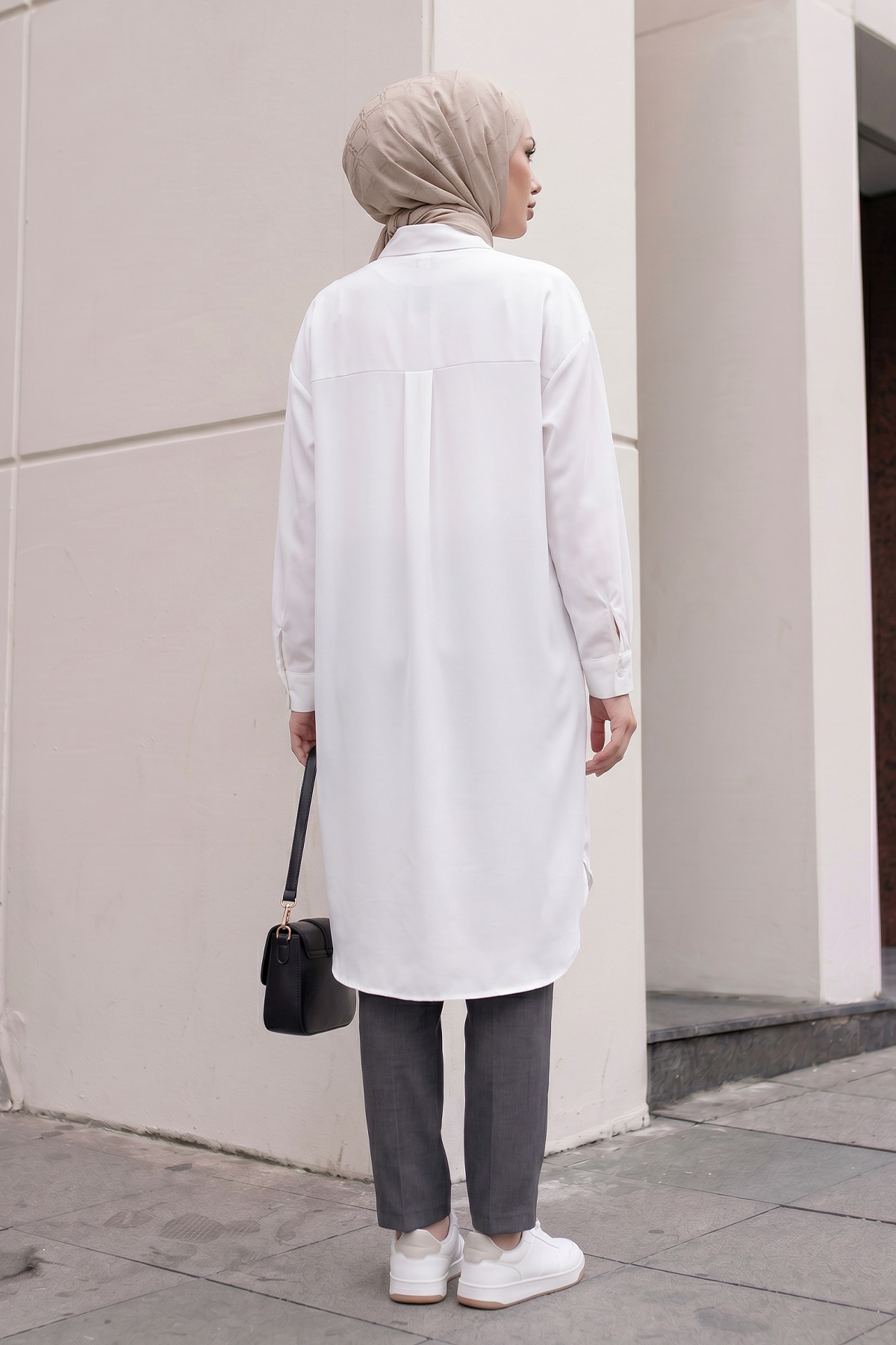 Basic Klasik Uzun Tunik 4061 - BEYAZ |  