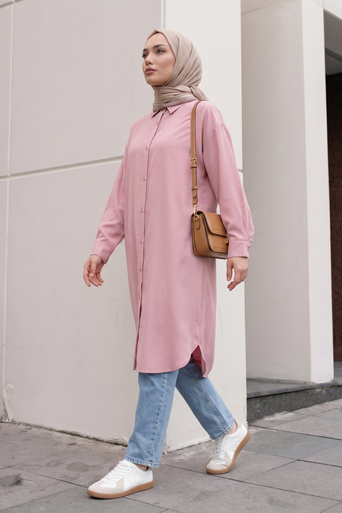 Basic Klasik Uzun Tunik 4061 - PUDRA PEMBE |  