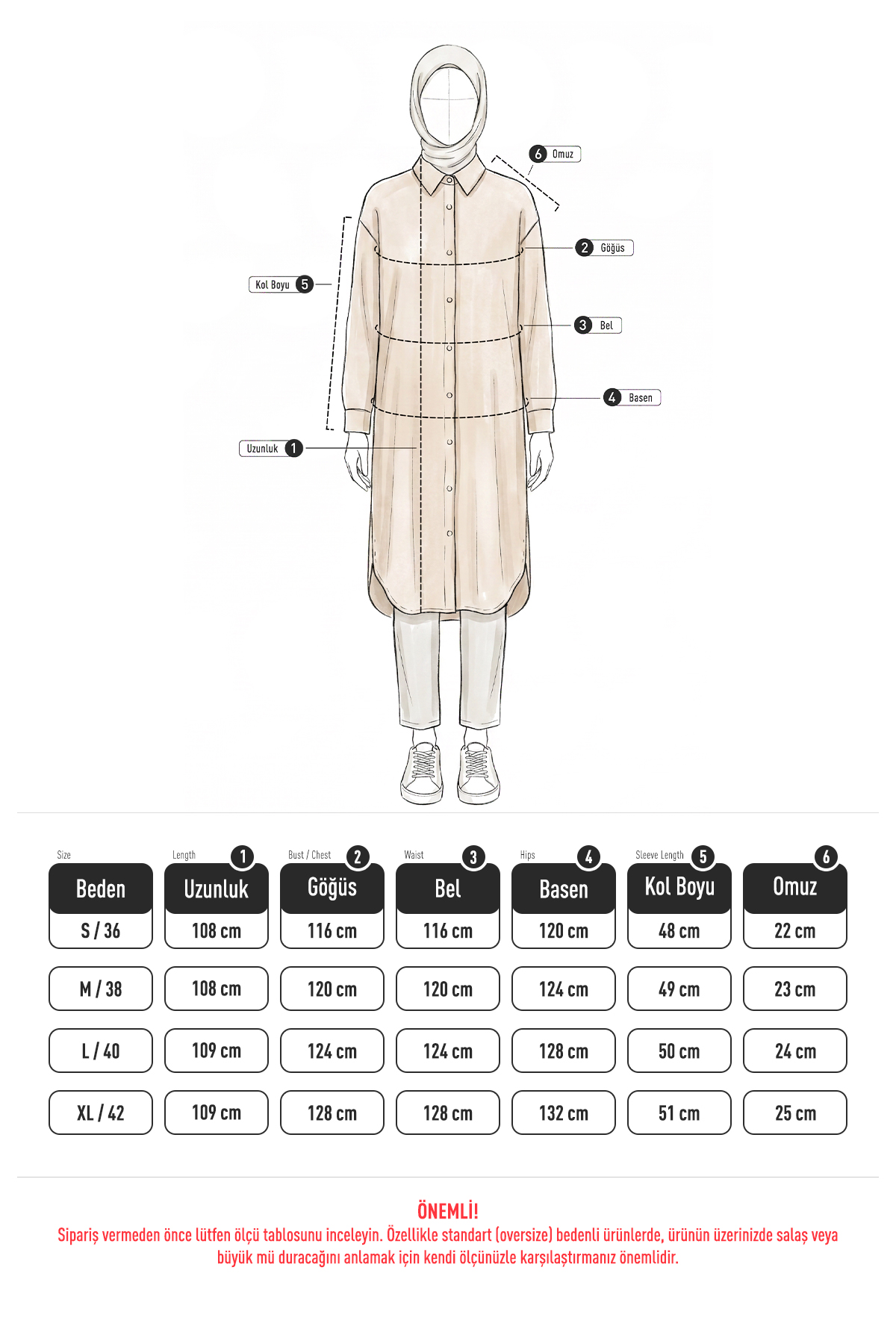 Basic Klasik Uzun Tunik 4061 - TAŞ RENGİ |  