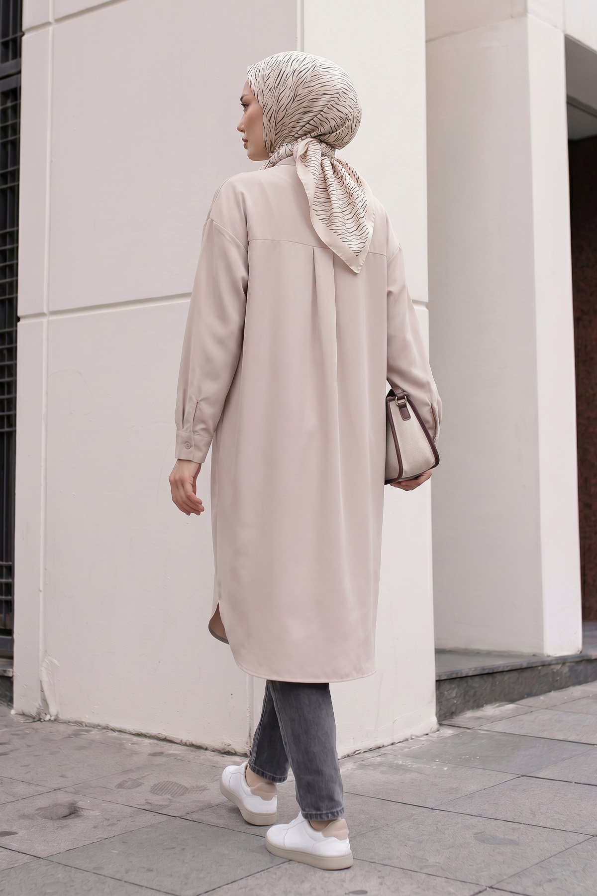 Basic Klasik Uzun Tunik 4061 - TAŞ RENGİ |  