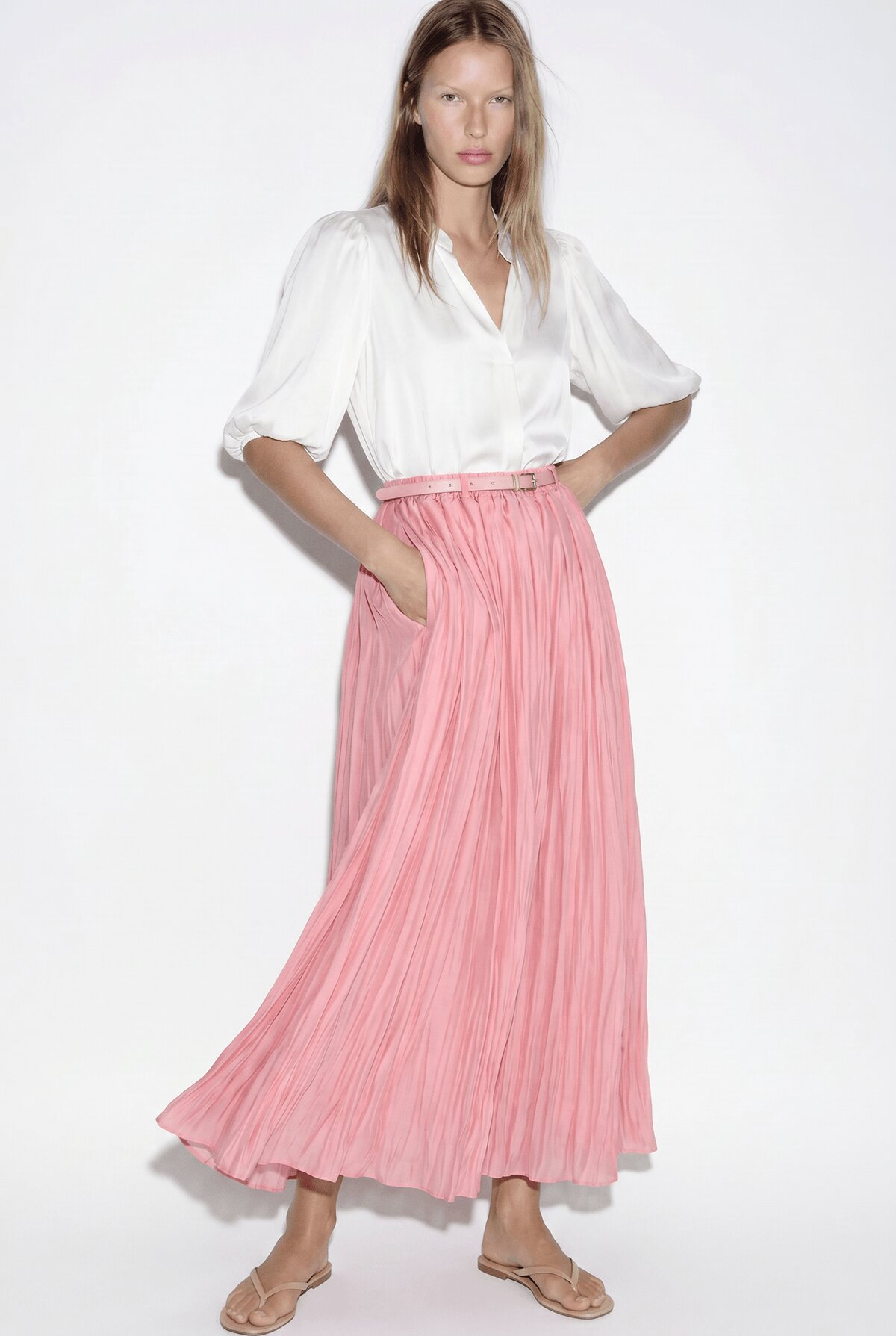 Kemerli Kraş Etek Y0148 - PEMBE |  