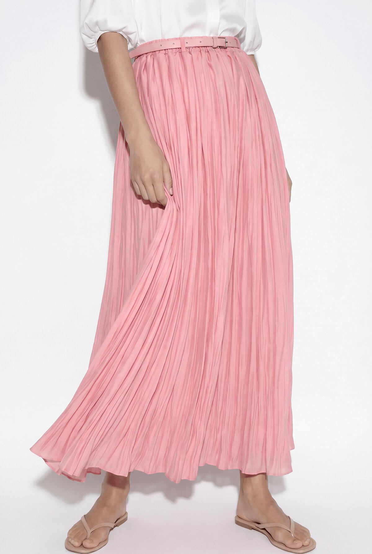 Kemerli Kraş Etek Y0148 - PEMBE |  