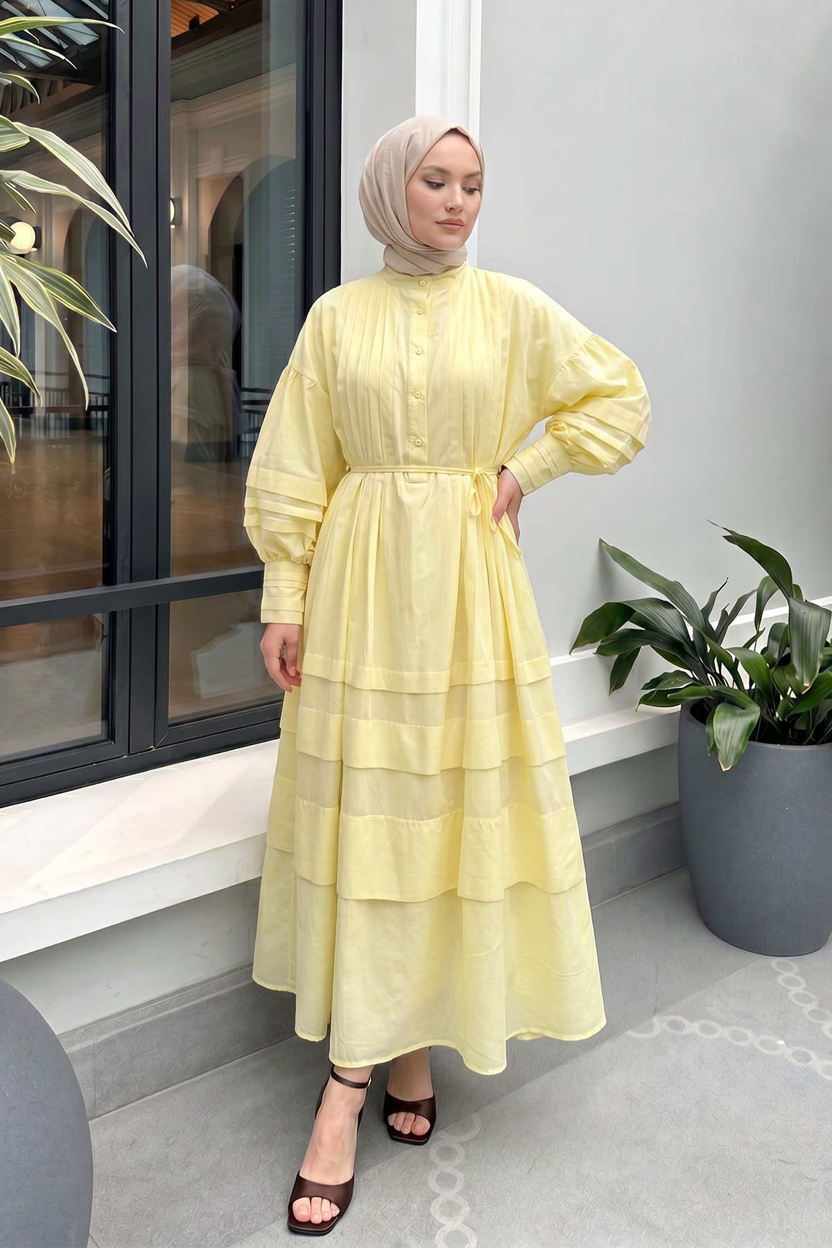 Vual Pile Elbise 255037 - SARI |  