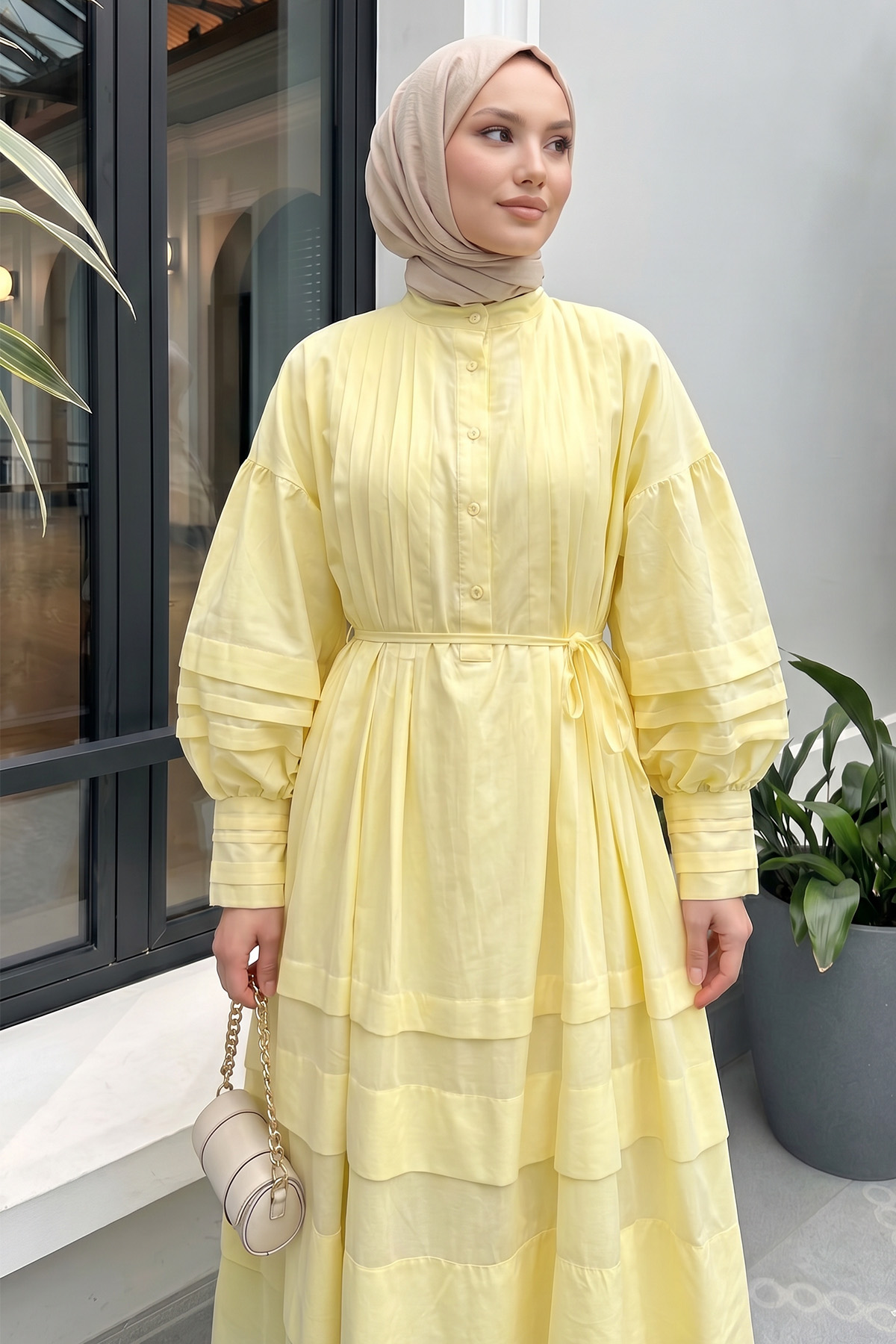 Vual Pile Elbise 255037 - SARI |  