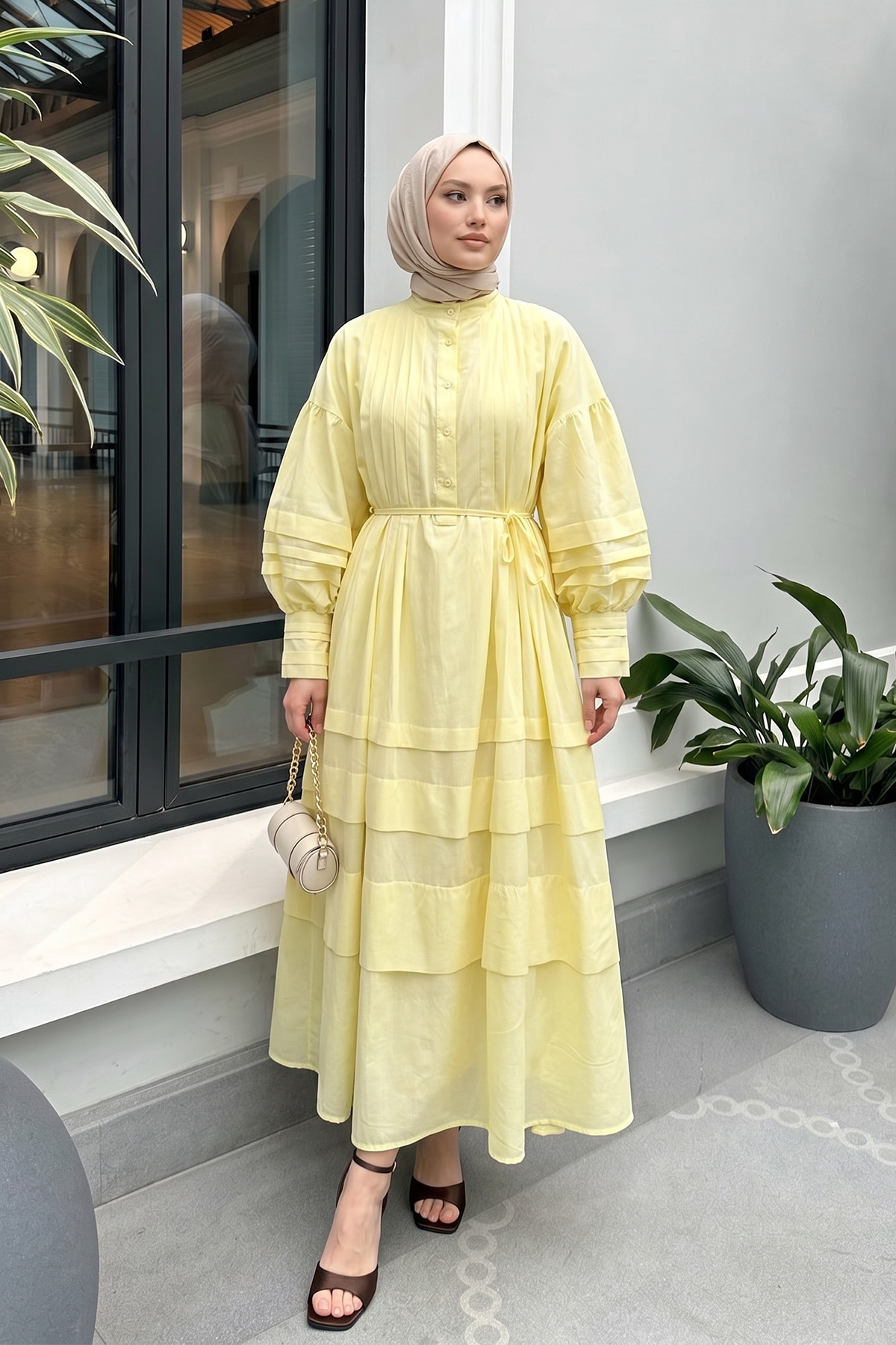 Vual Pile Elbise 255037 - SARI |  
