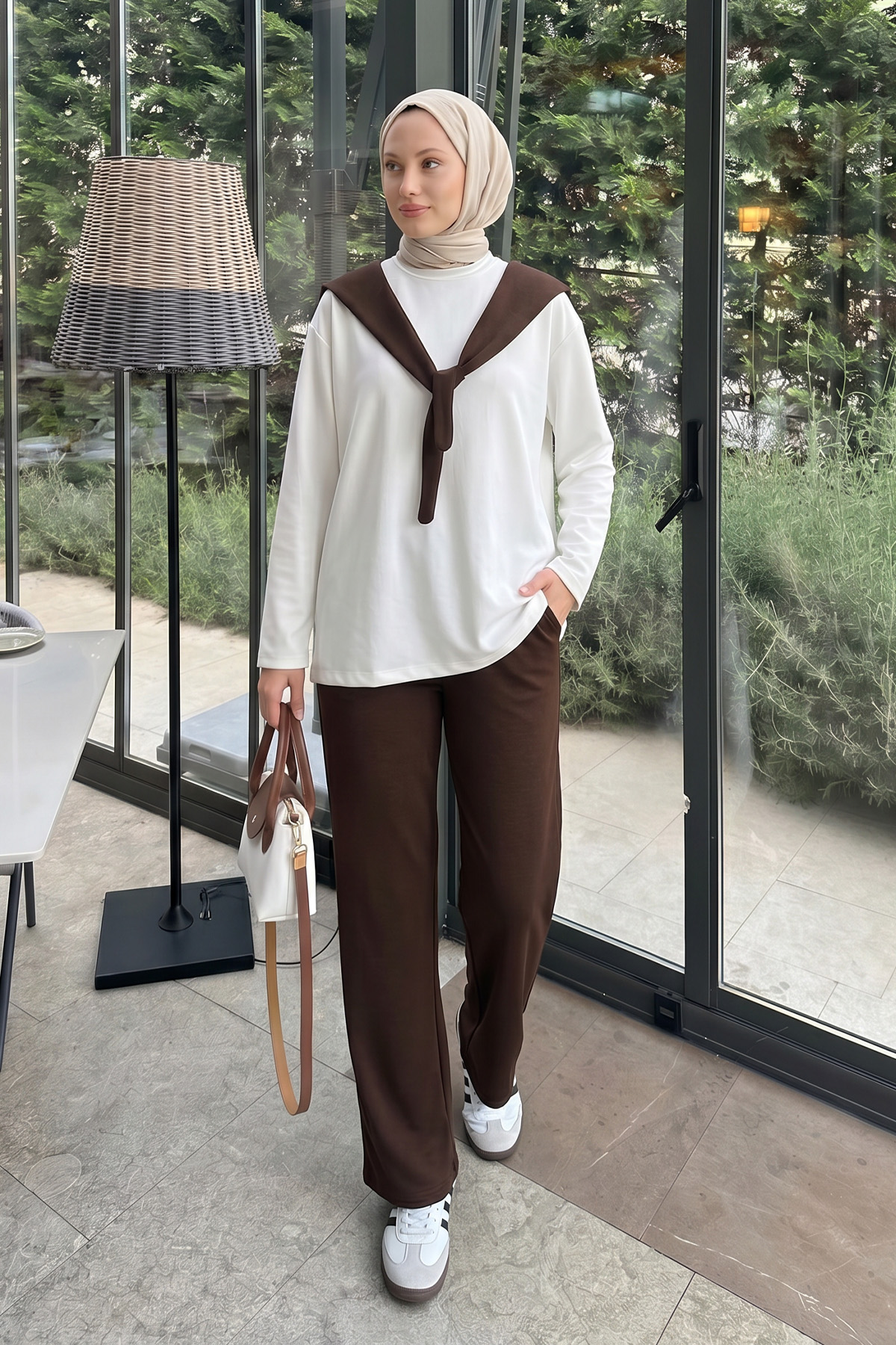 Drape Duo Takım 263006 - KOYU KAHVE |  