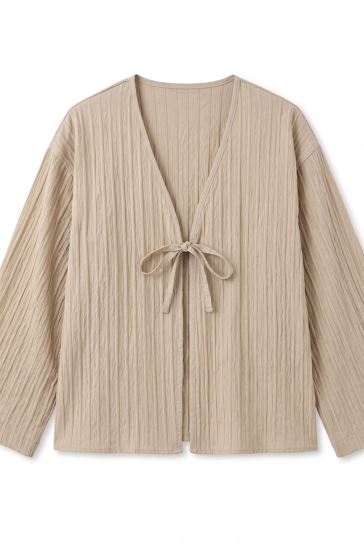 Çizgili Bağcıklı Kimono 2358 - TAŞ RENGİ |  