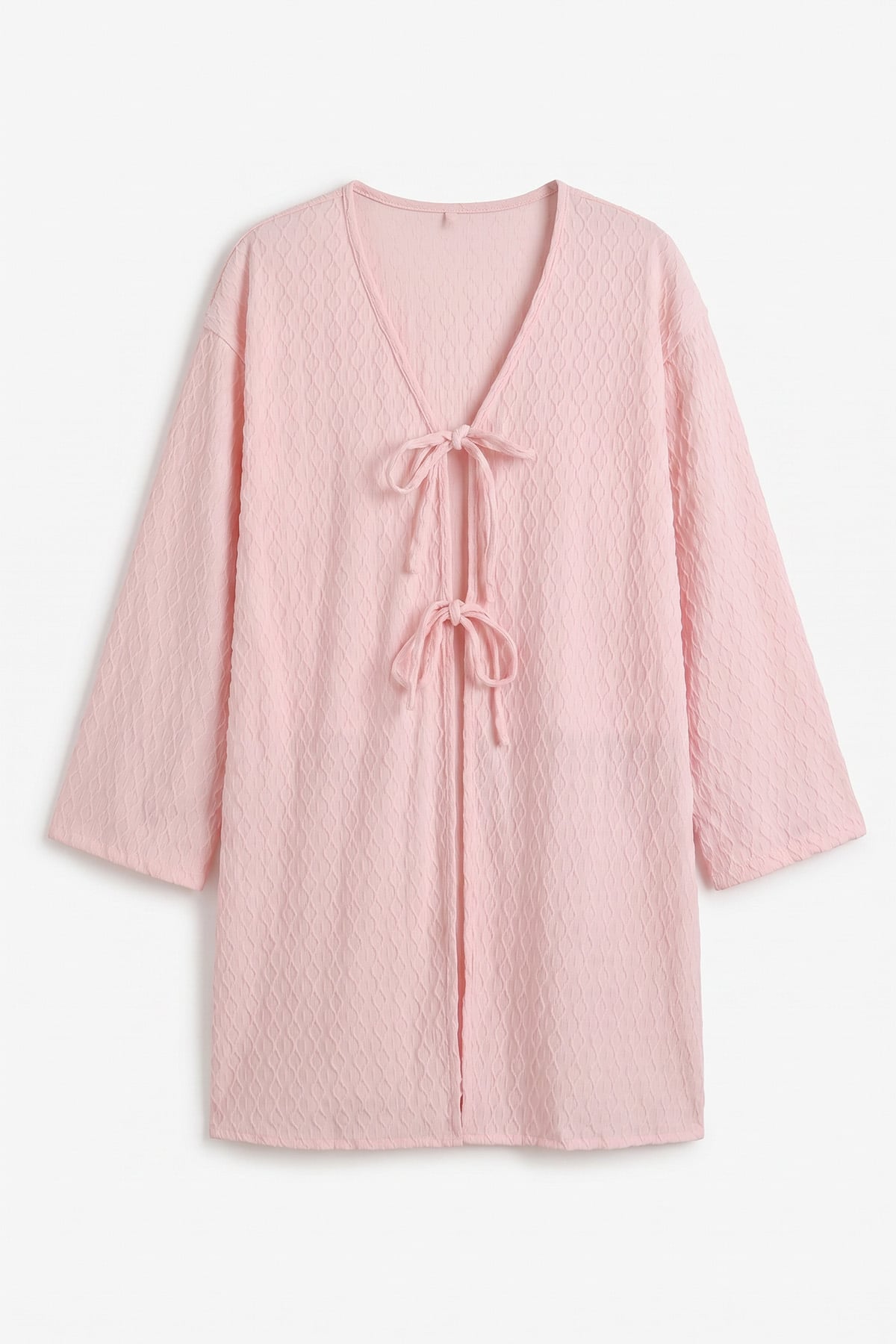 Desenli Uzun Kimono 2374 - AÇIK PEMBE |  